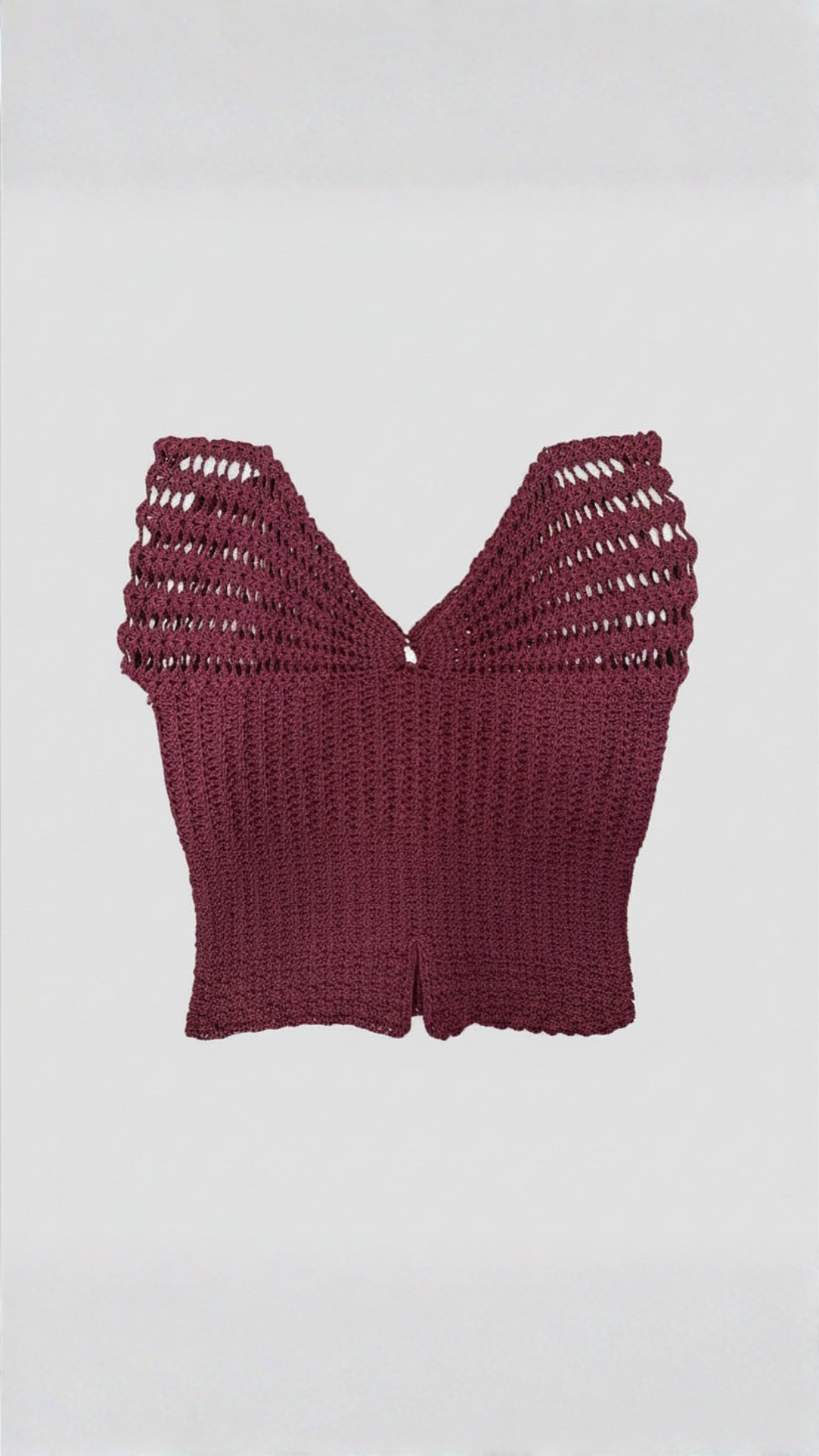 Hand Knitted Crochet Butterfly Top -  burgundy