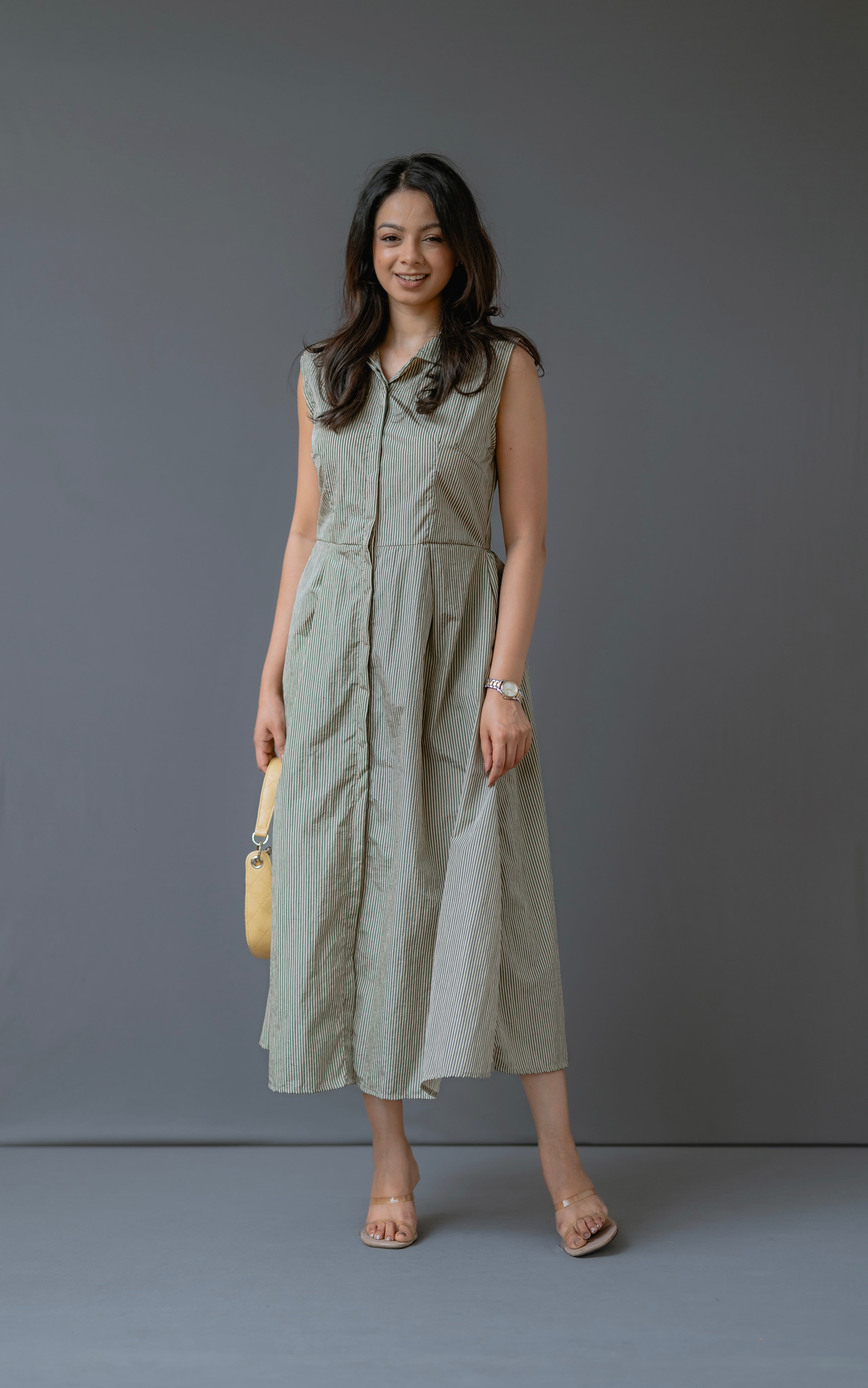 Sleeveless  Striped Midi Dress