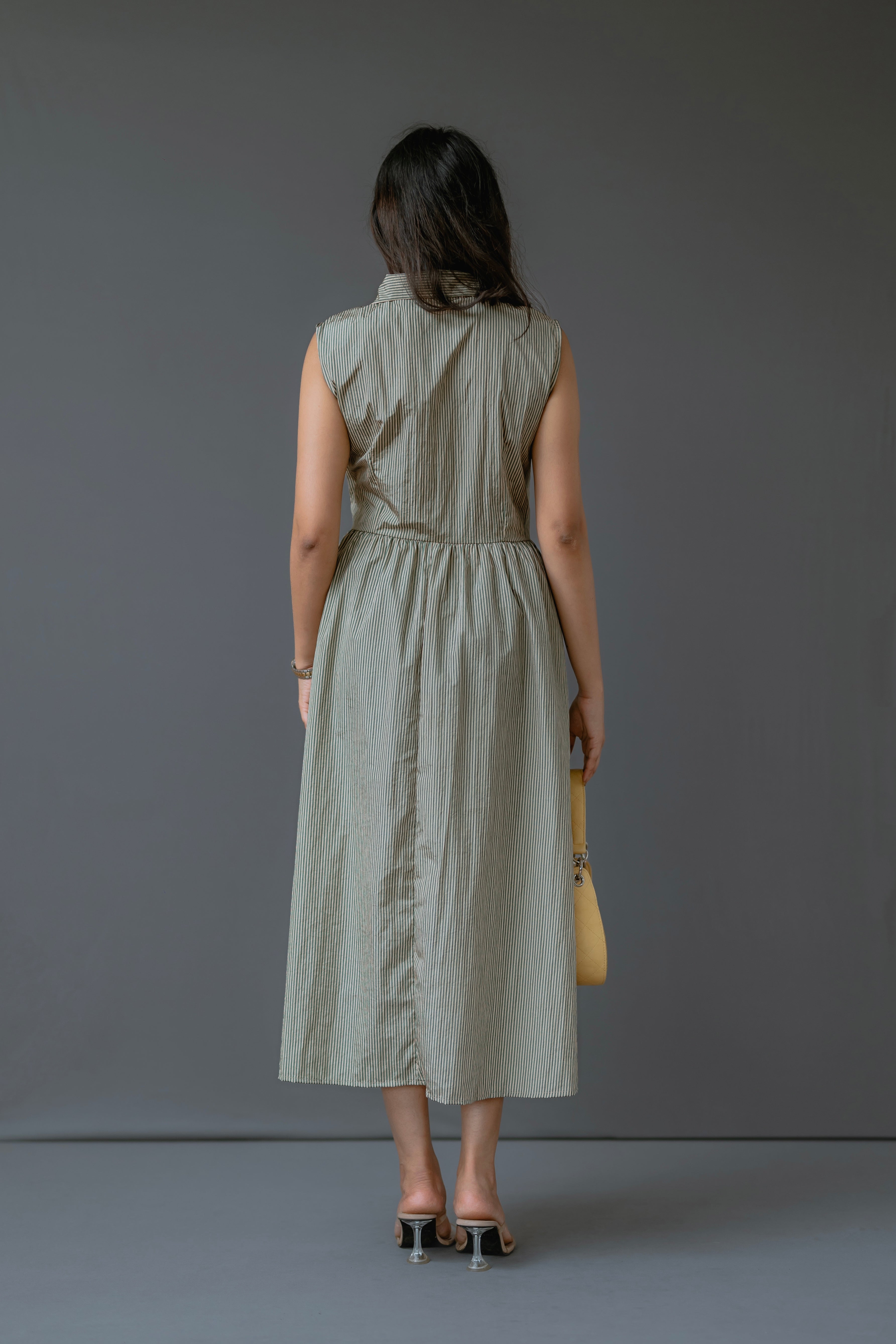 Sleeveless  Striped Midi Dress