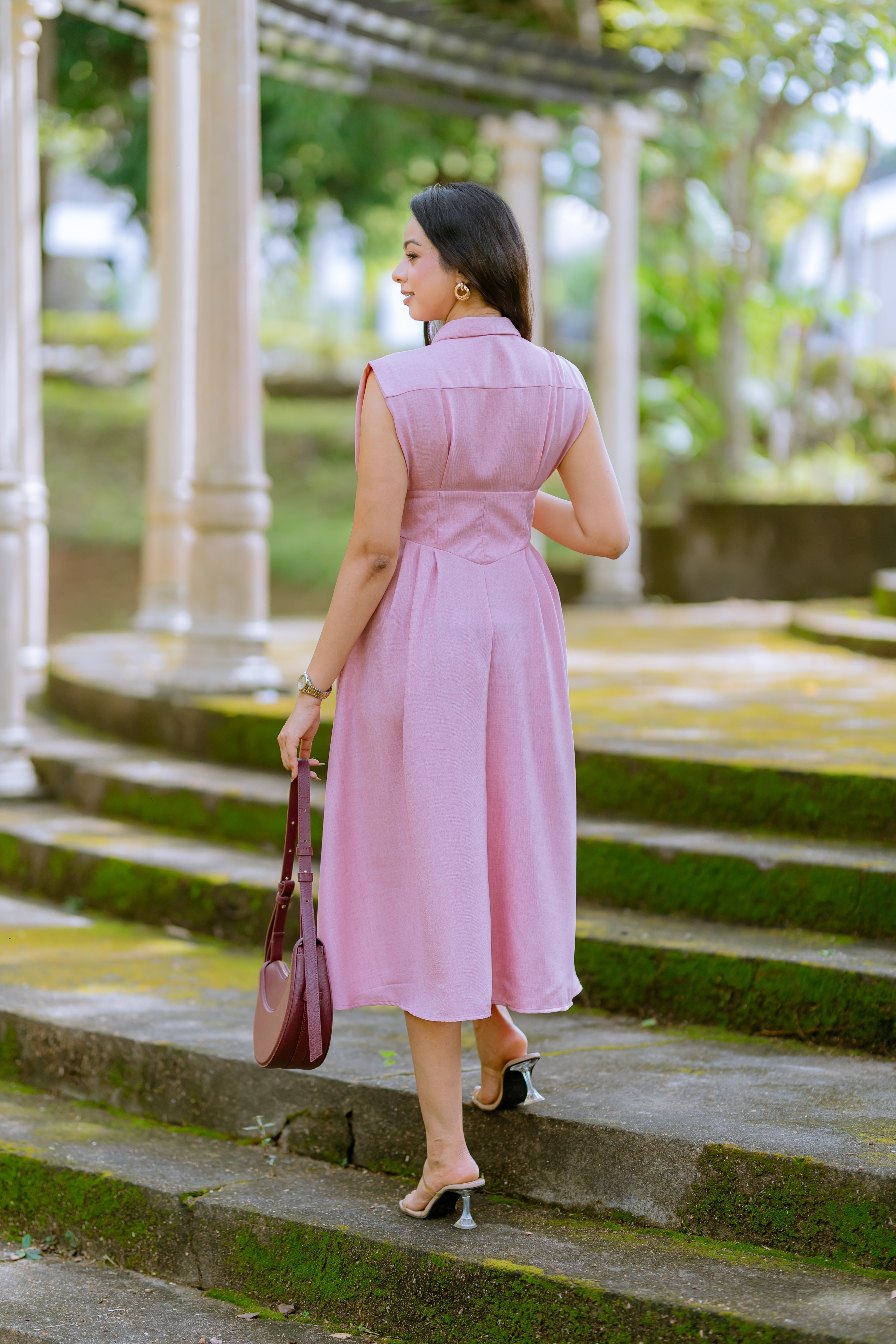 Blush Garden Collared Midi Dress