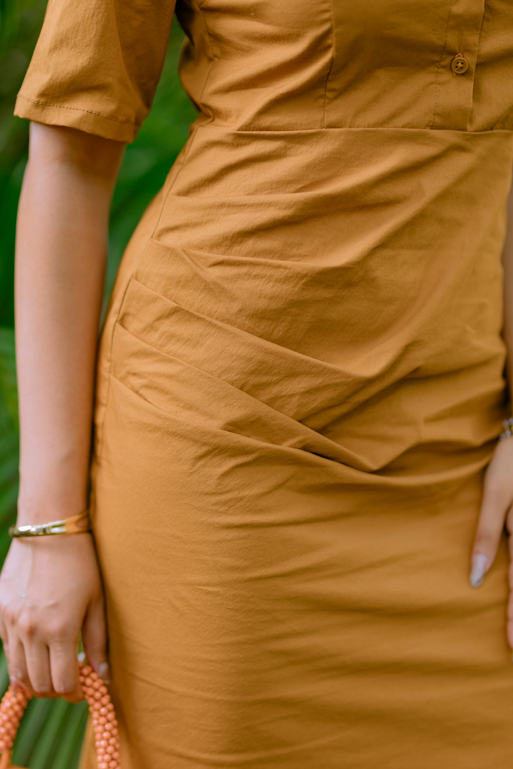 The Sienna Ruched Midi Shirt Dress