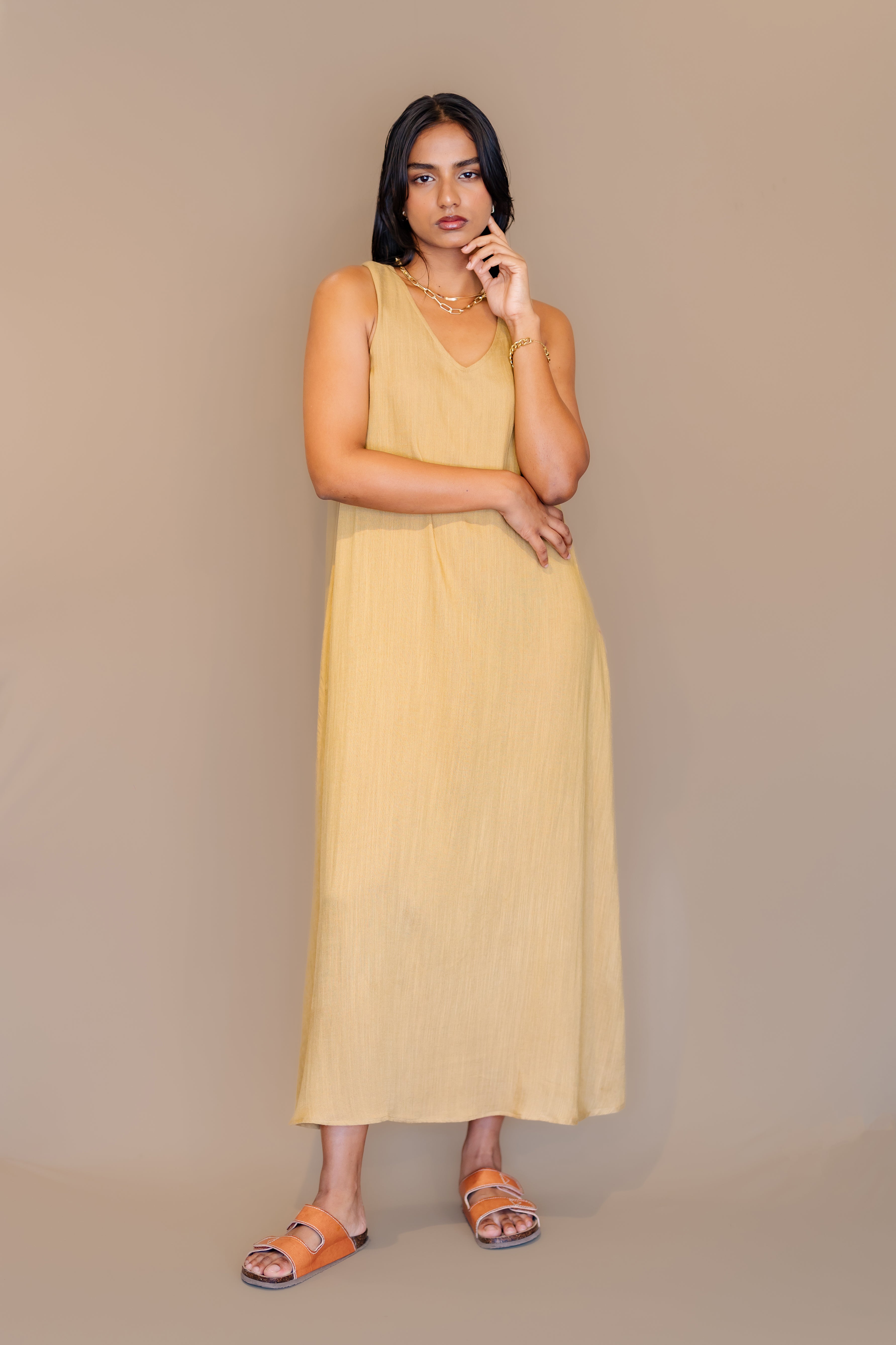 Linen Blend Maxi Relax Dress