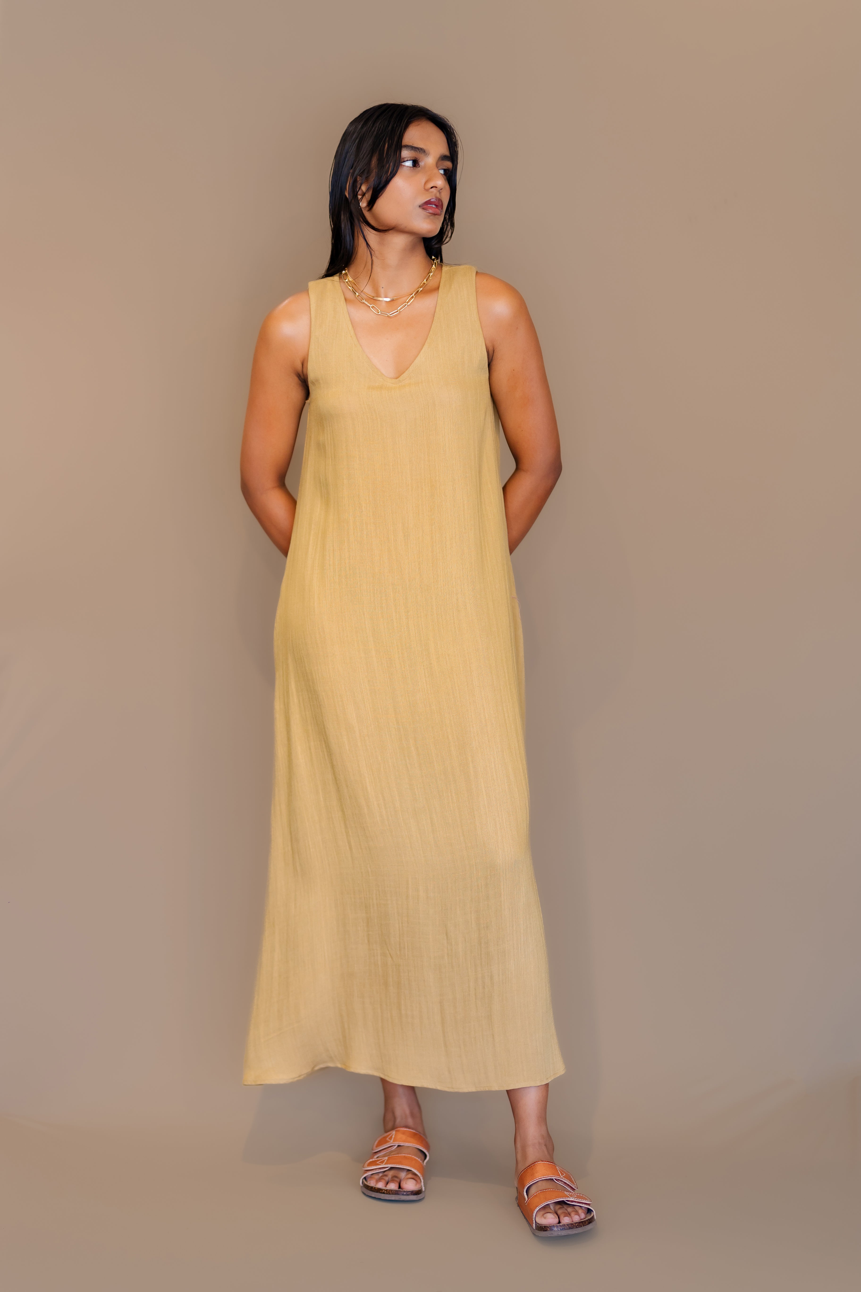 Linen Blend Maxi Relax Dress