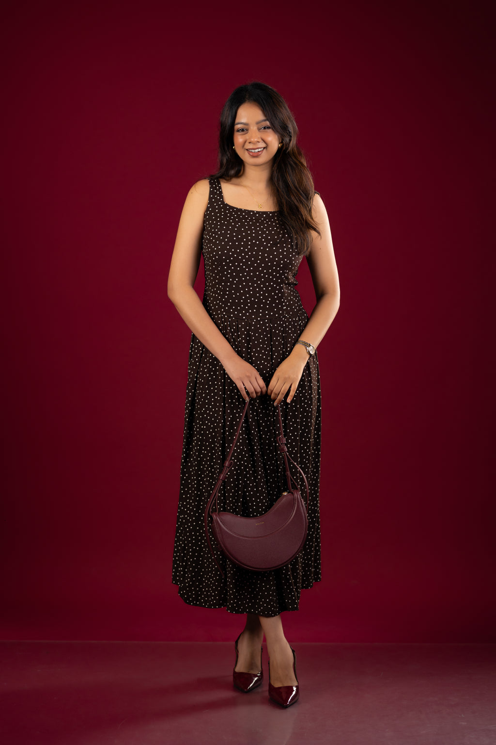 Pleated Drop-Waist A-Line Dress