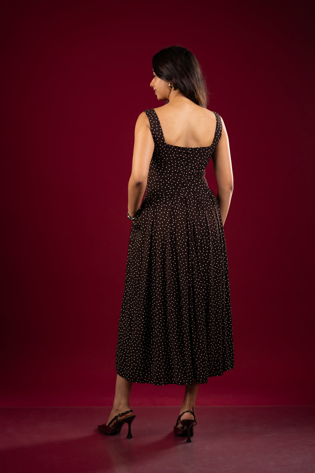 Pleated Drop-Waist A-Line Dress