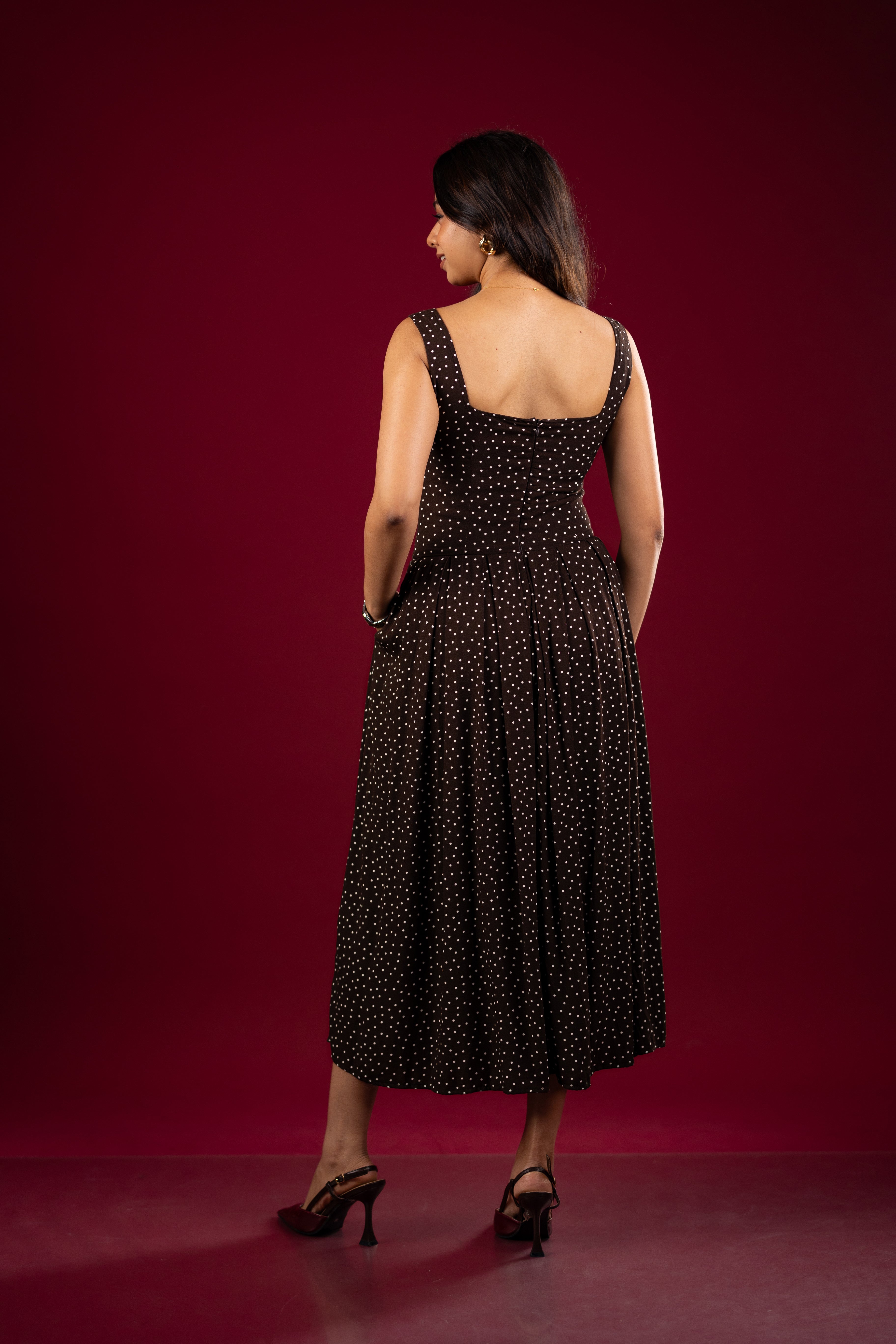 Pleated Drop-Waist A-Line Dress