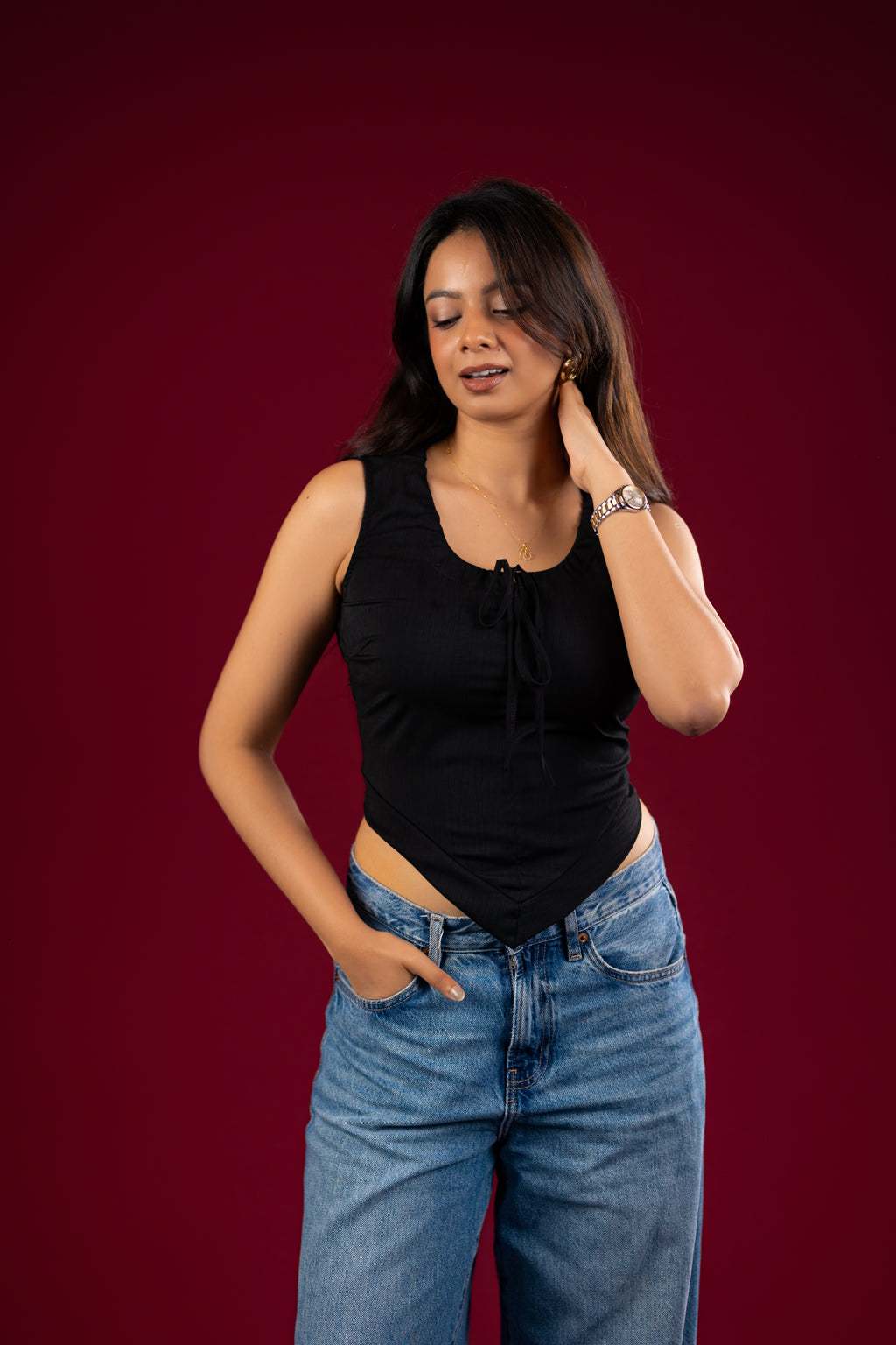 The Asymmetric Tie-Front Bodice Top
