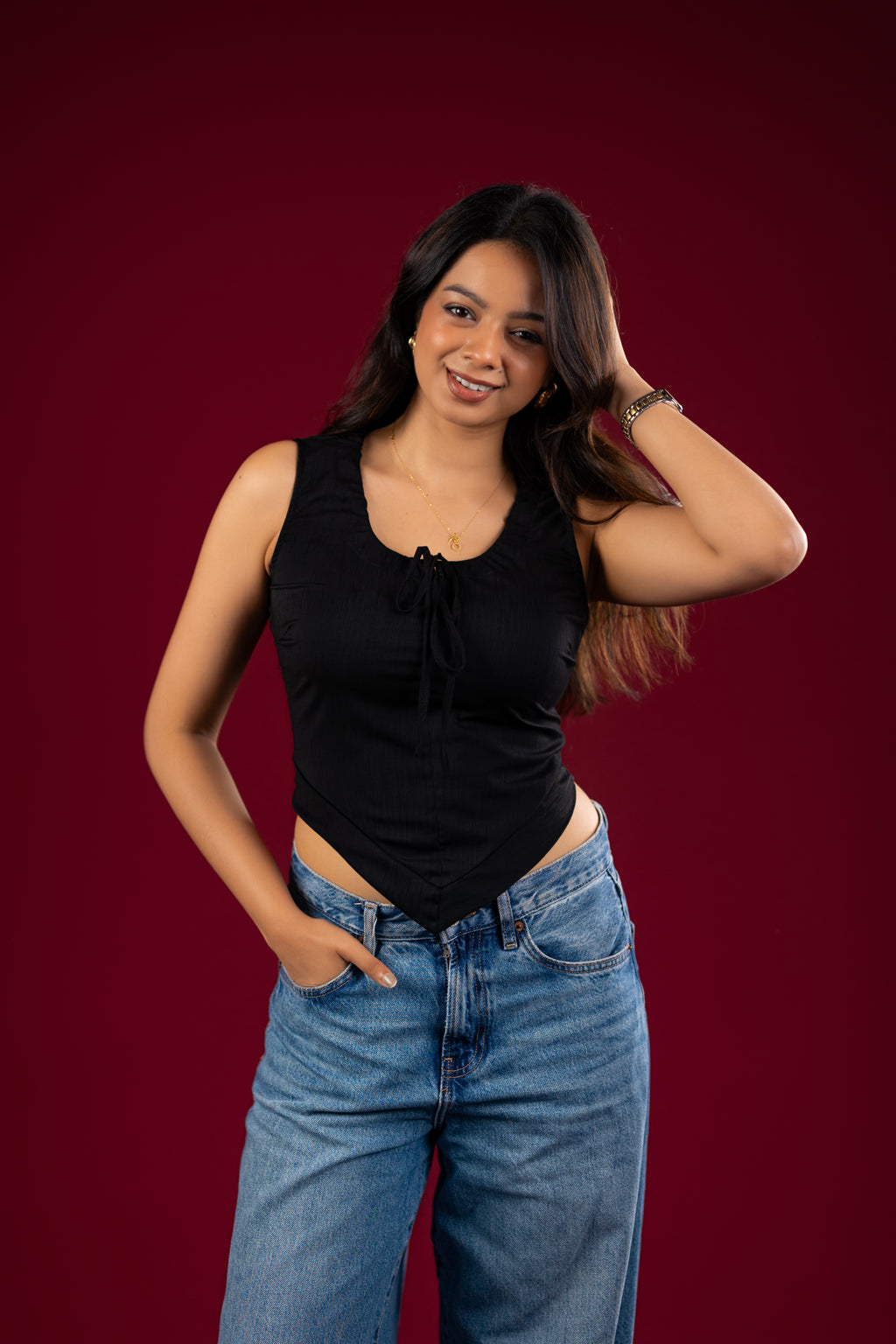 The Asymmetric Tie-Front Bodice Top