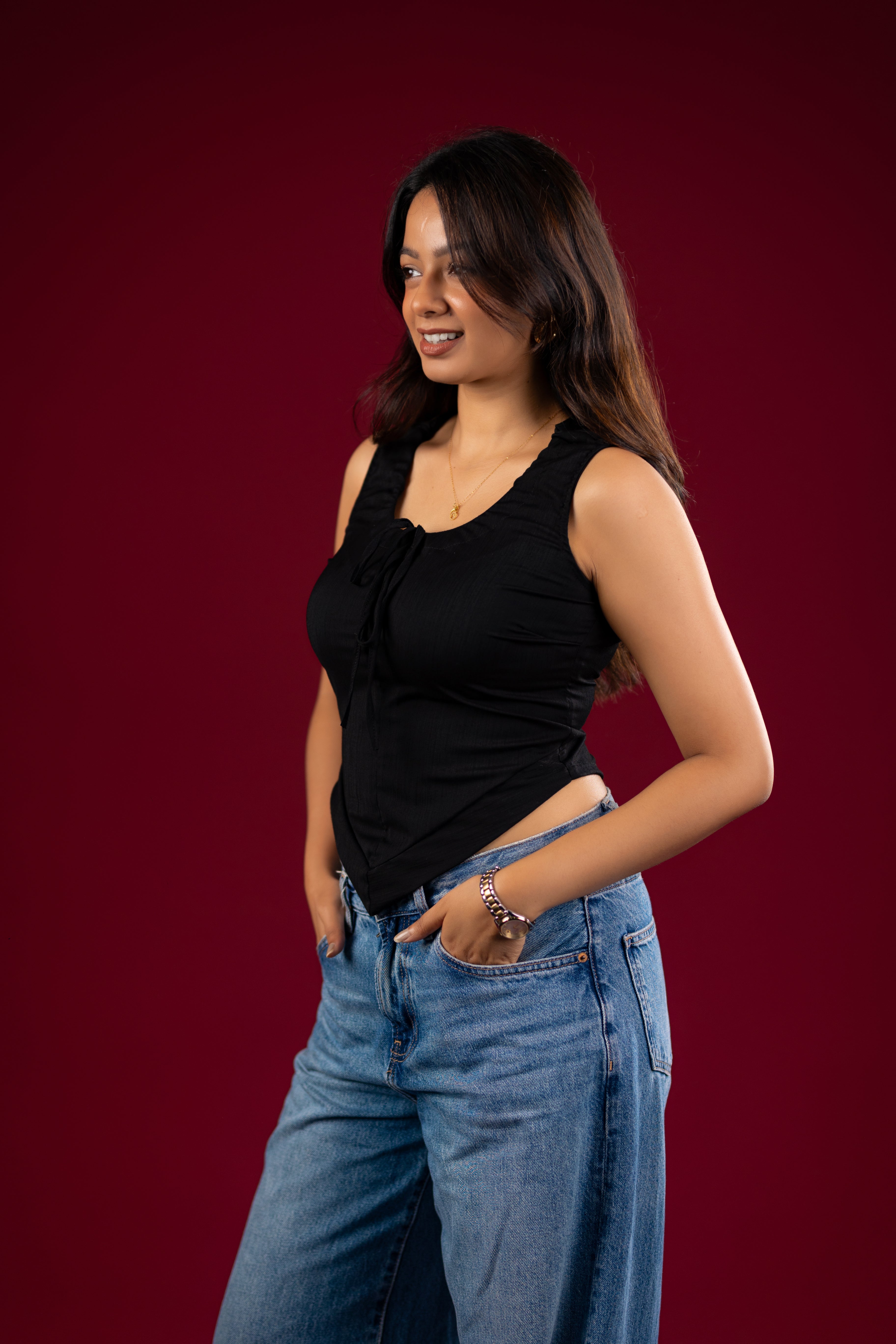 The Asymmetric Tie-Front Bodice Top