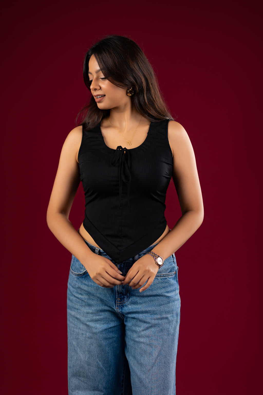 The Asymmetric Tie-Front Bodice Top