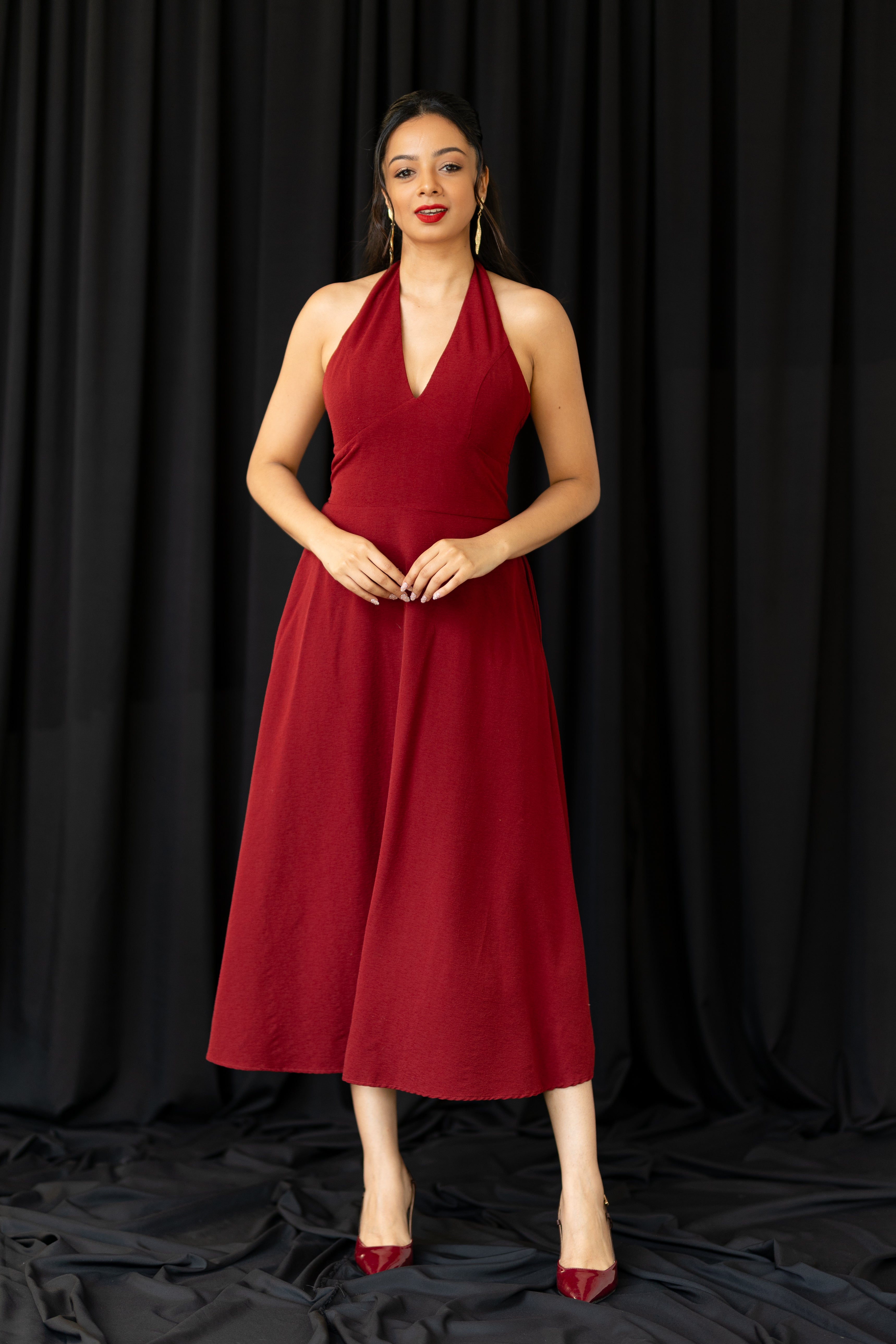 Red Flame Halter Midi