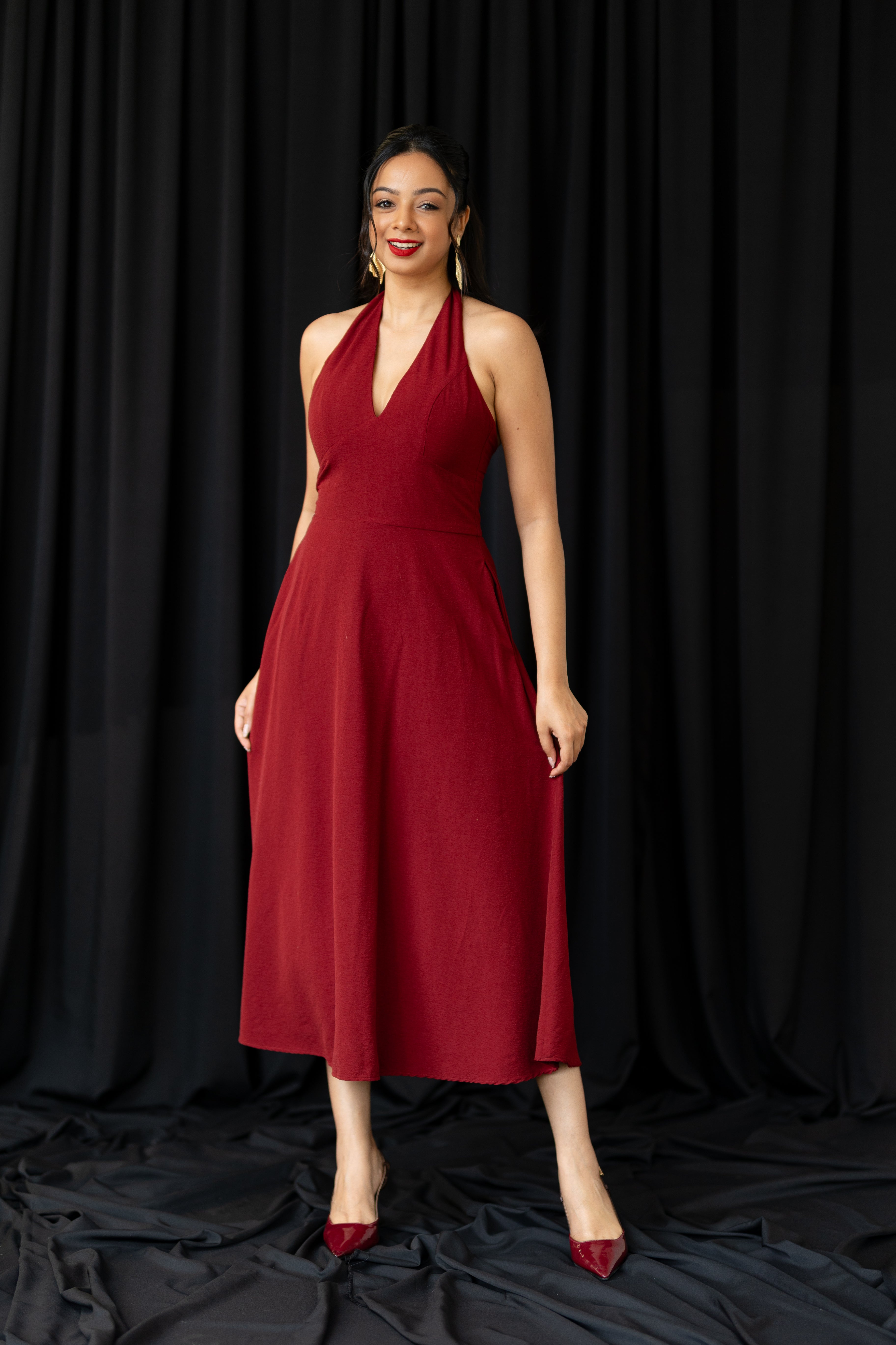 Red Flame Halter Midi