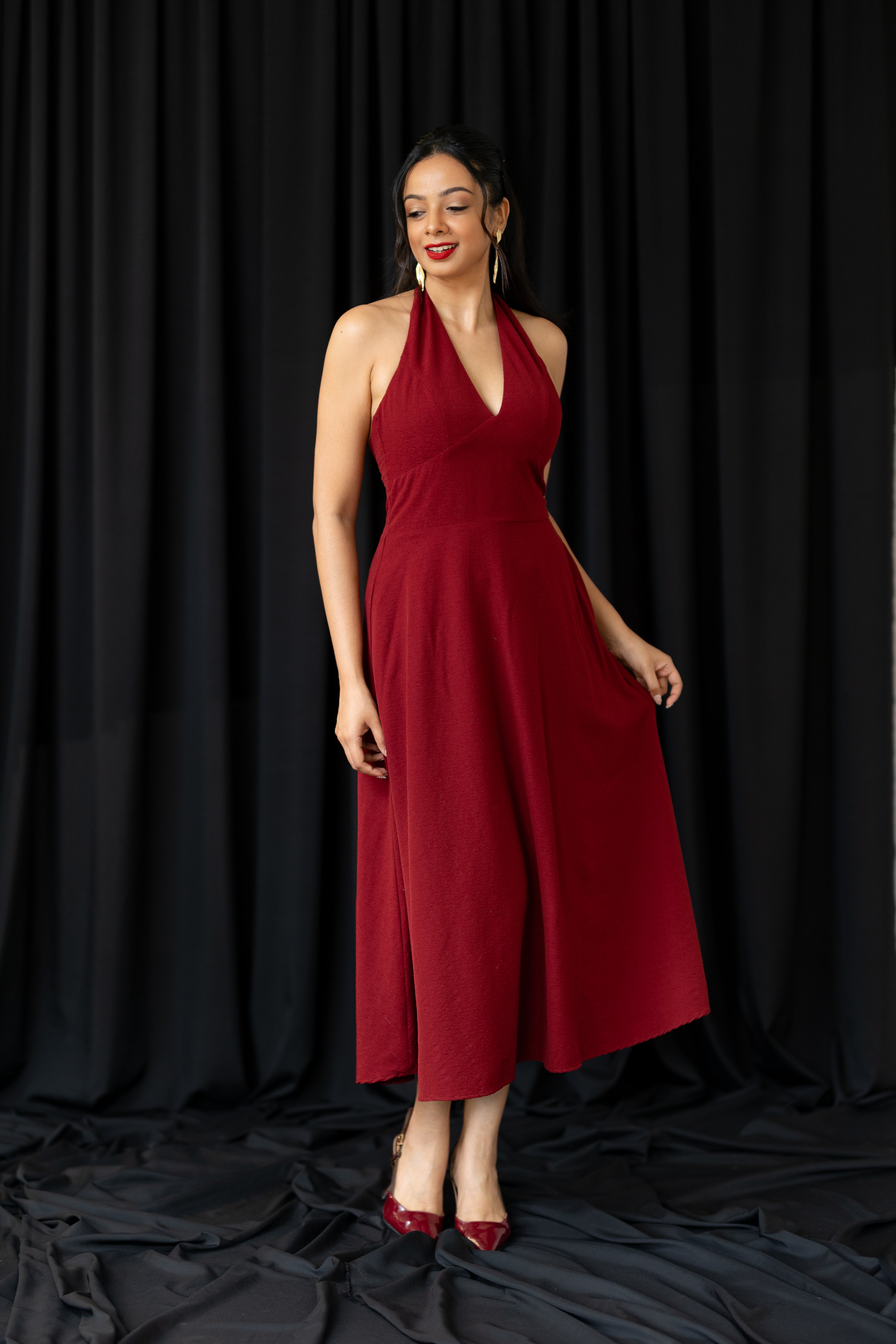 Red Flame Halter Midi
