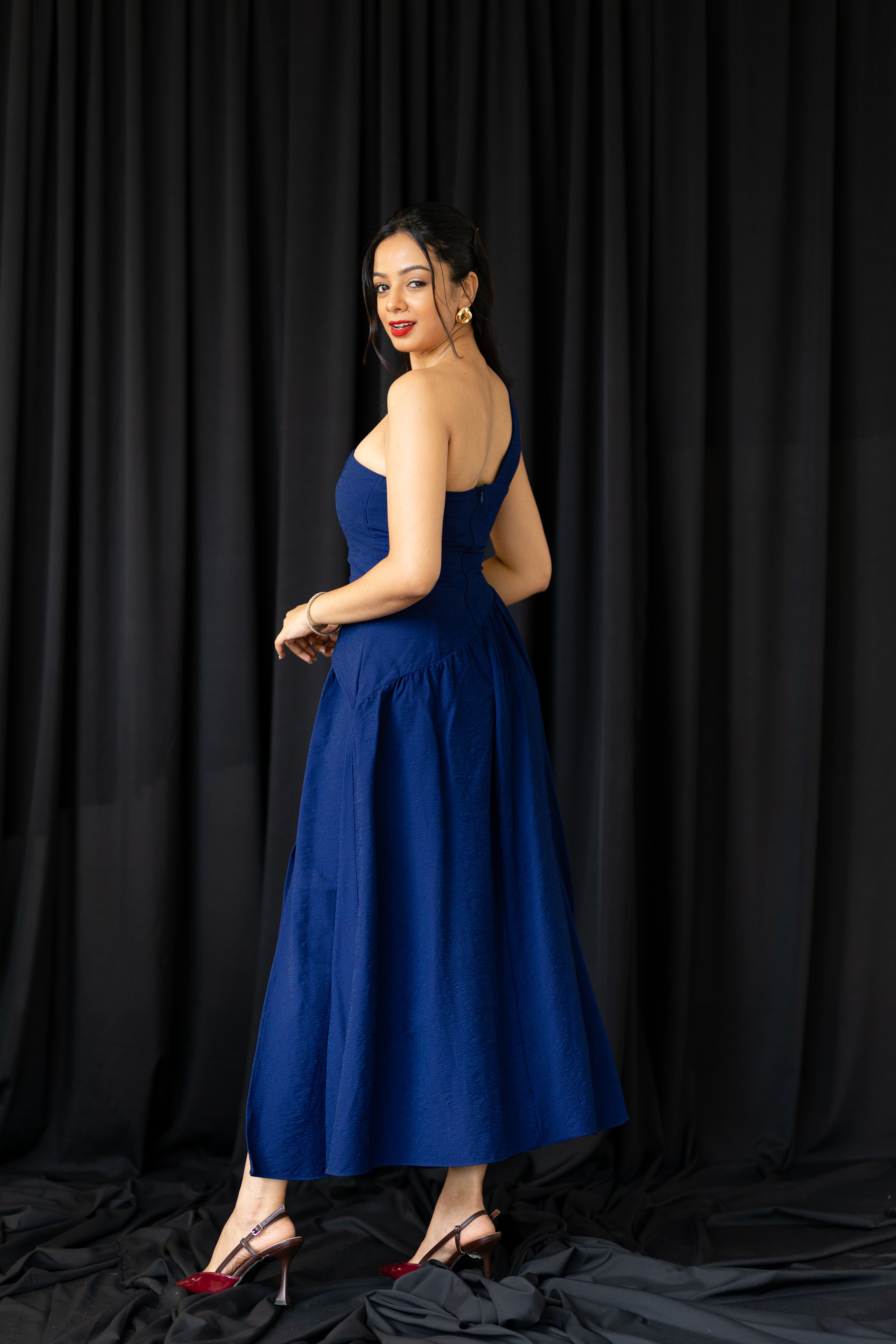 The One-Shoulder Architectural Midi Dress