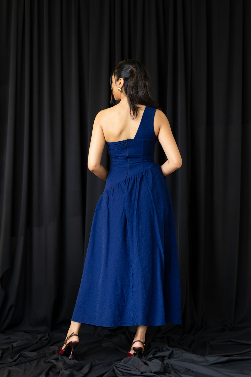 The One-Shoulder Architectural Midi Dress