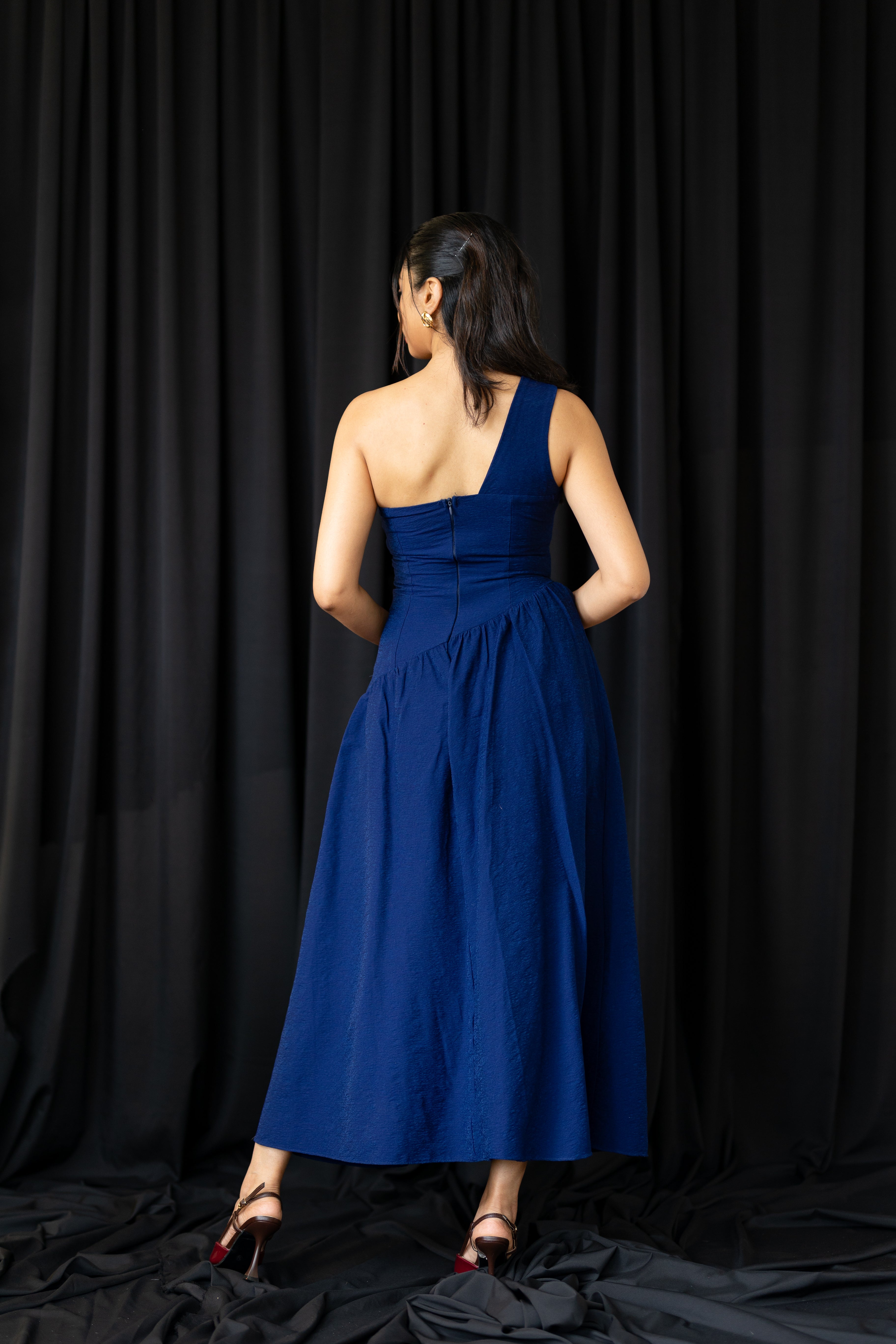 The One-Shoulder Architectural Midi Dress