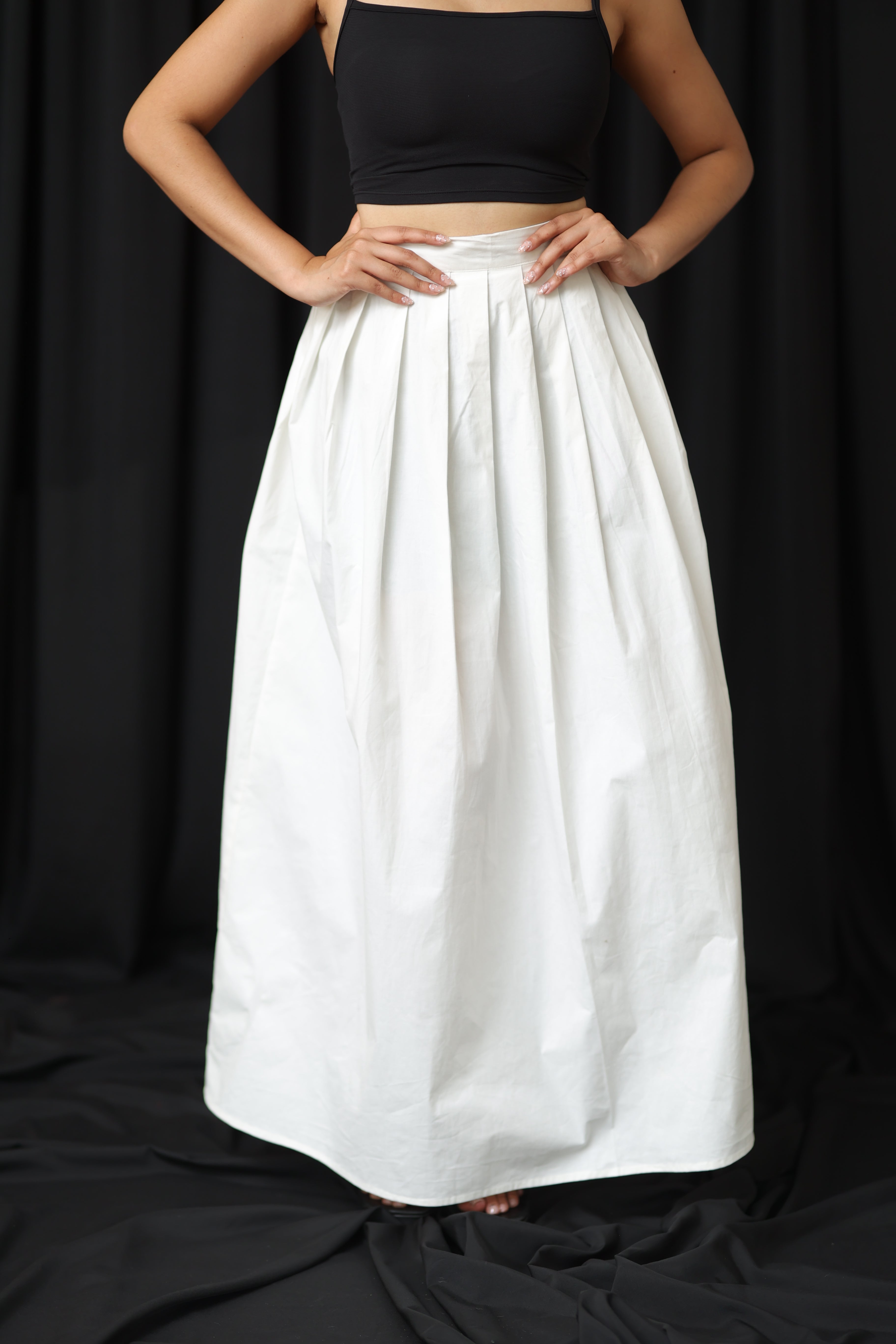 White Cotton Maxi Skirt