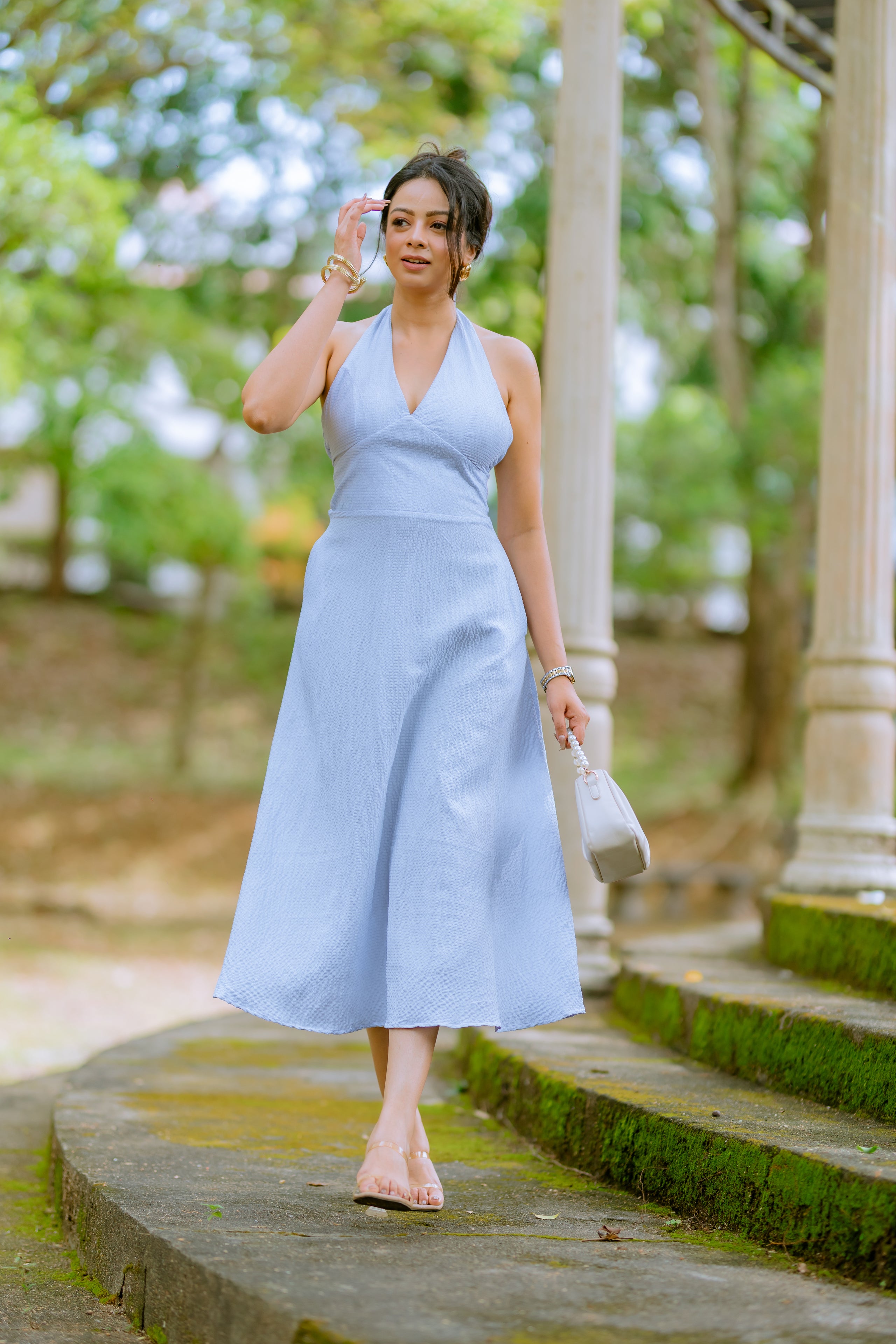 Serene Sky Halter Midi Dress