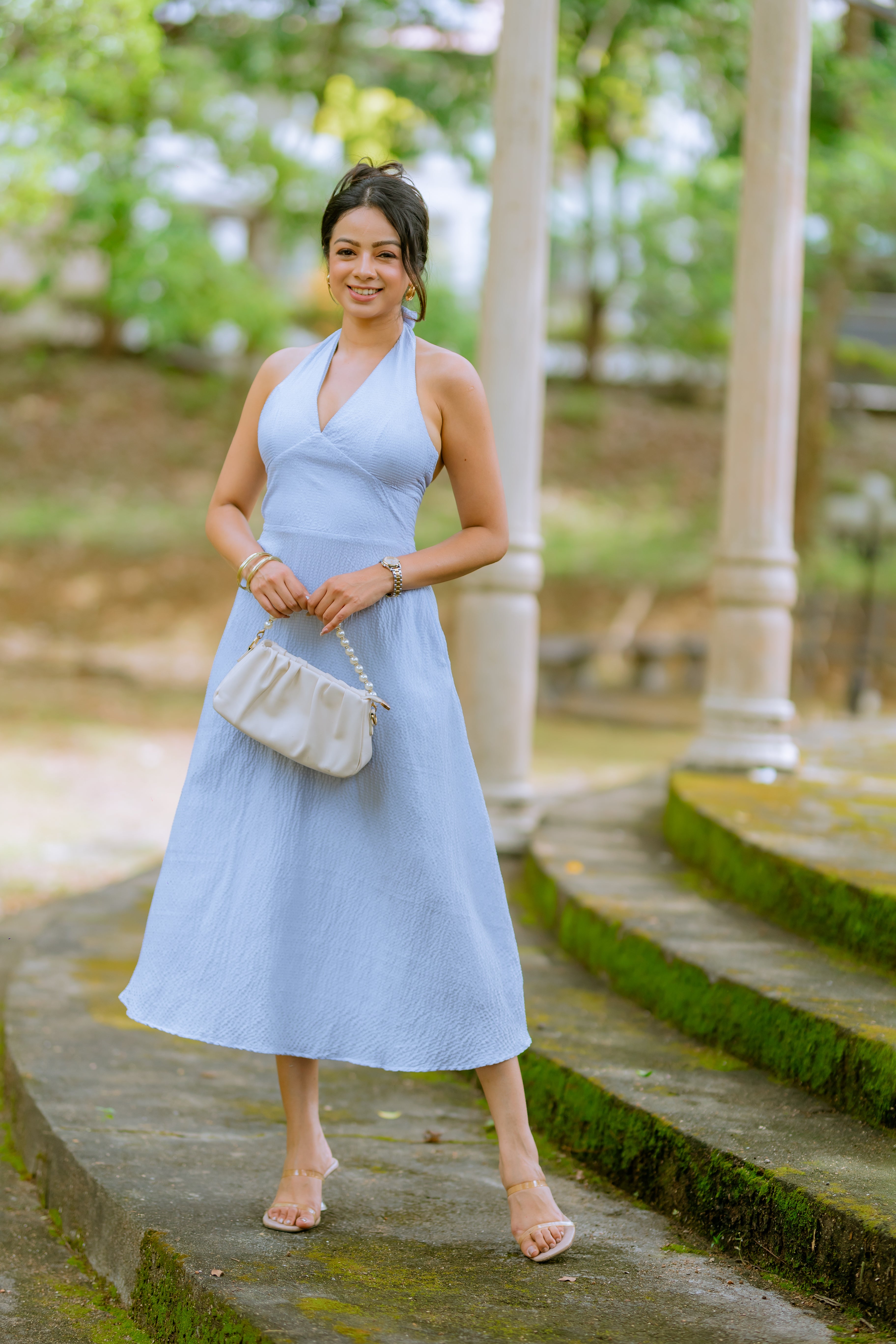 Serene Sky Halter Midi Dress