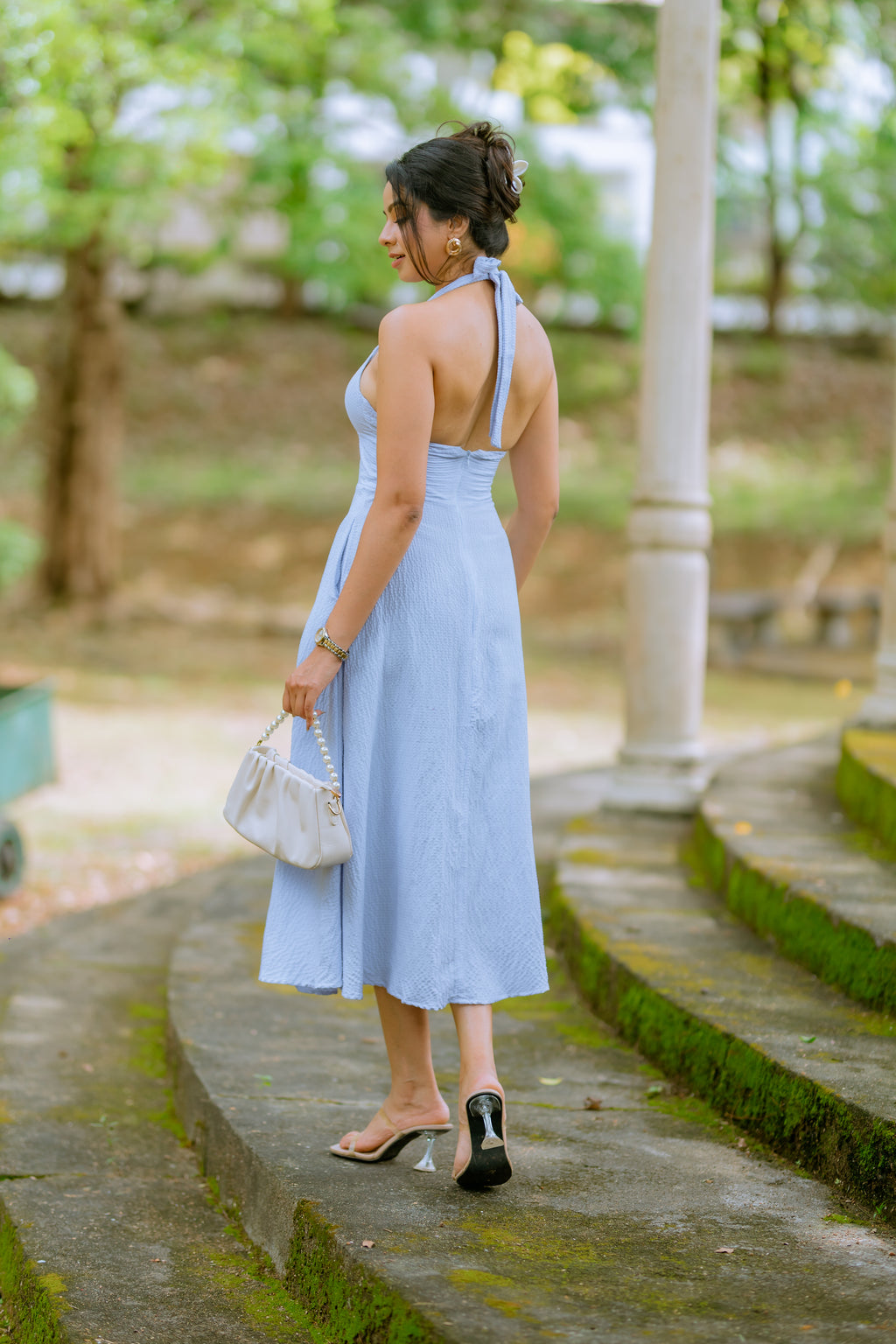 Serene Sky Halter Midi Dress