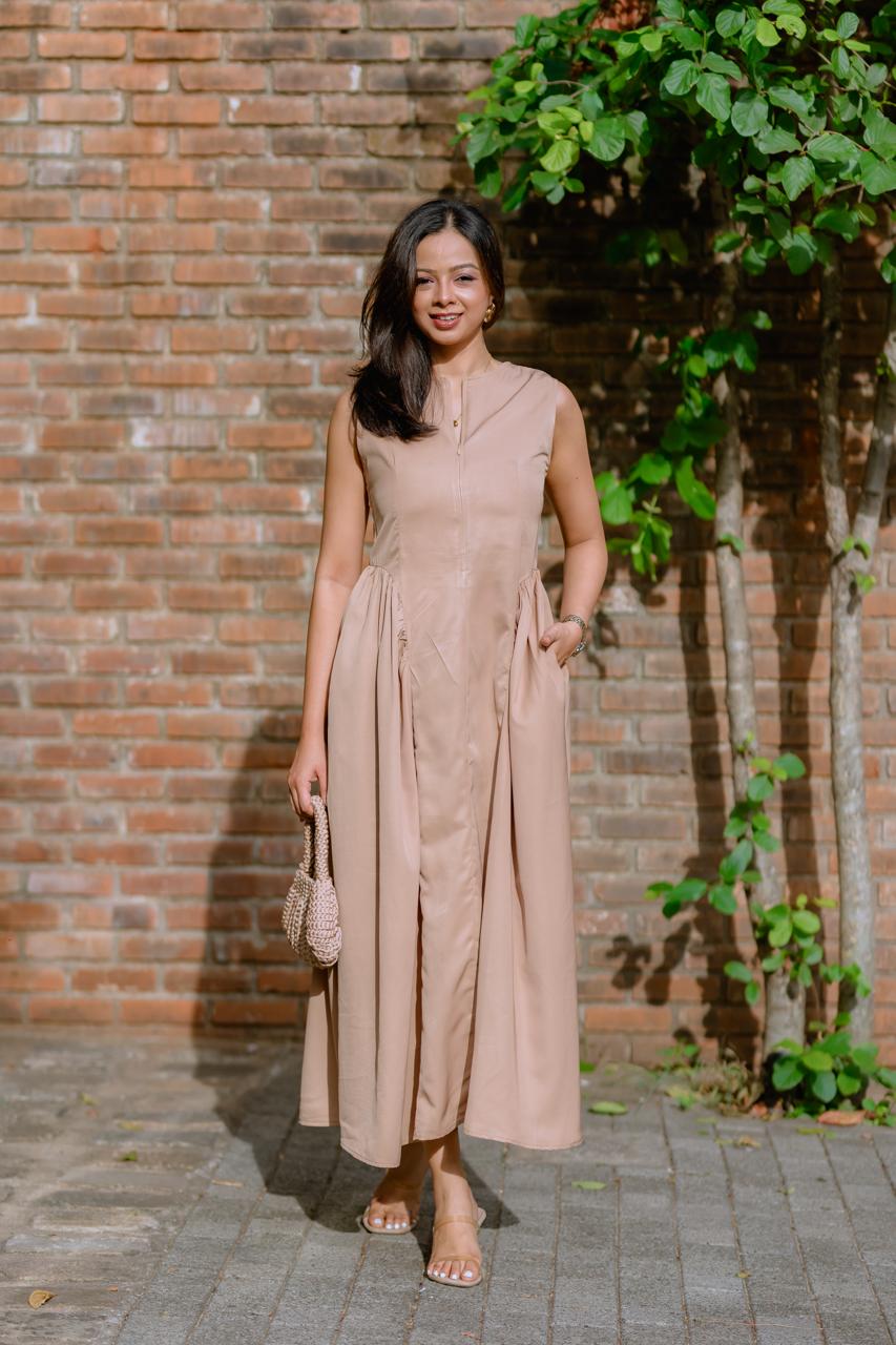 Sand Sleeveless Maxi Dress