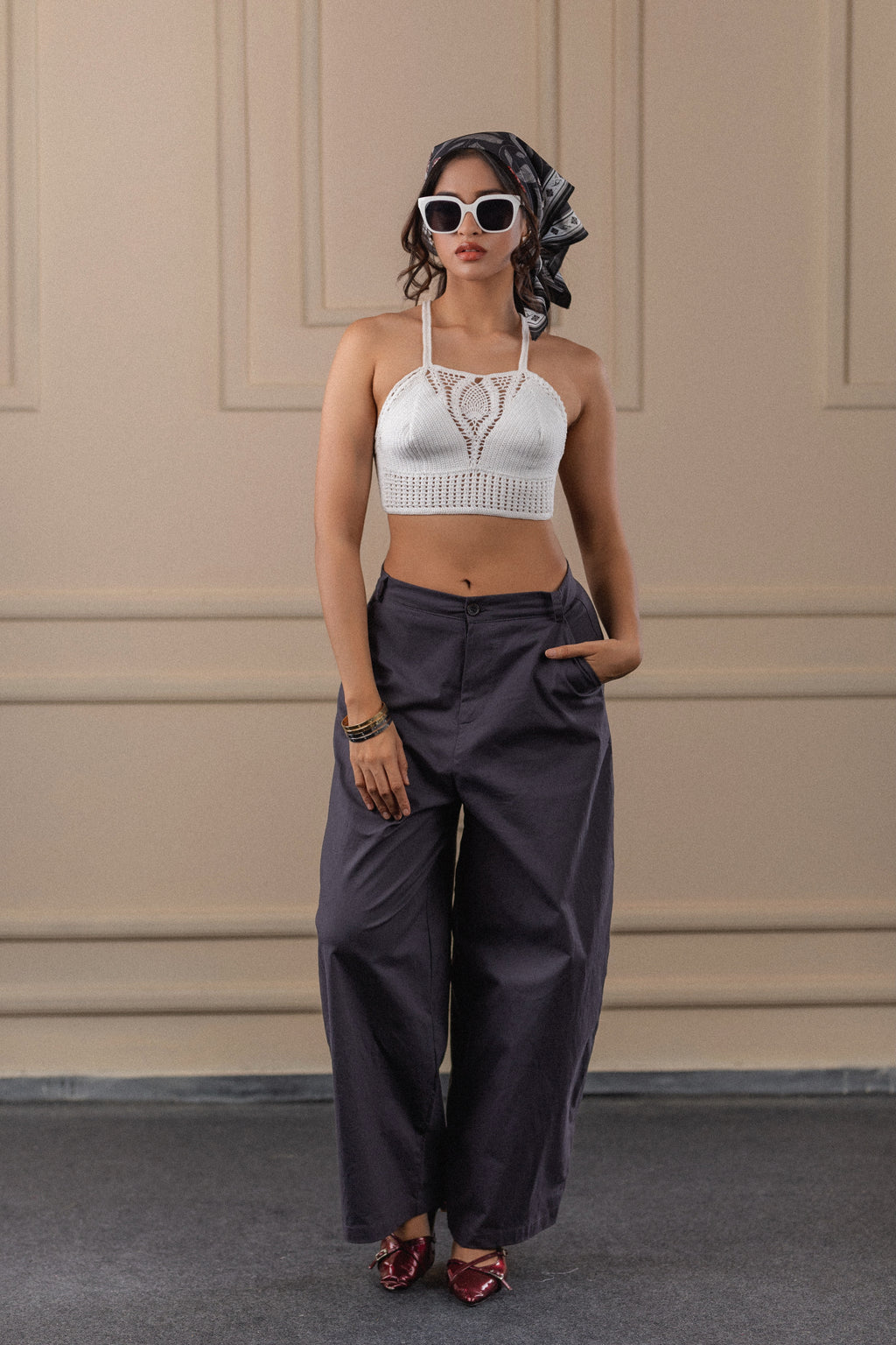 Handcrafted White Crochet Halter Top