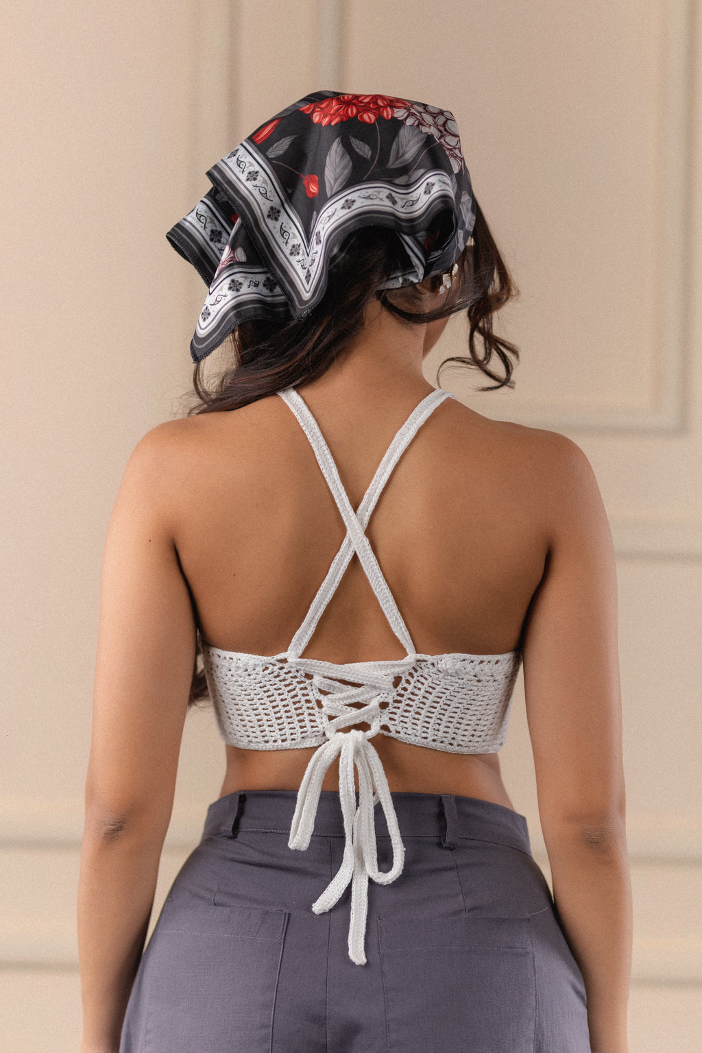 Handcrafted White Crochet Halter Top