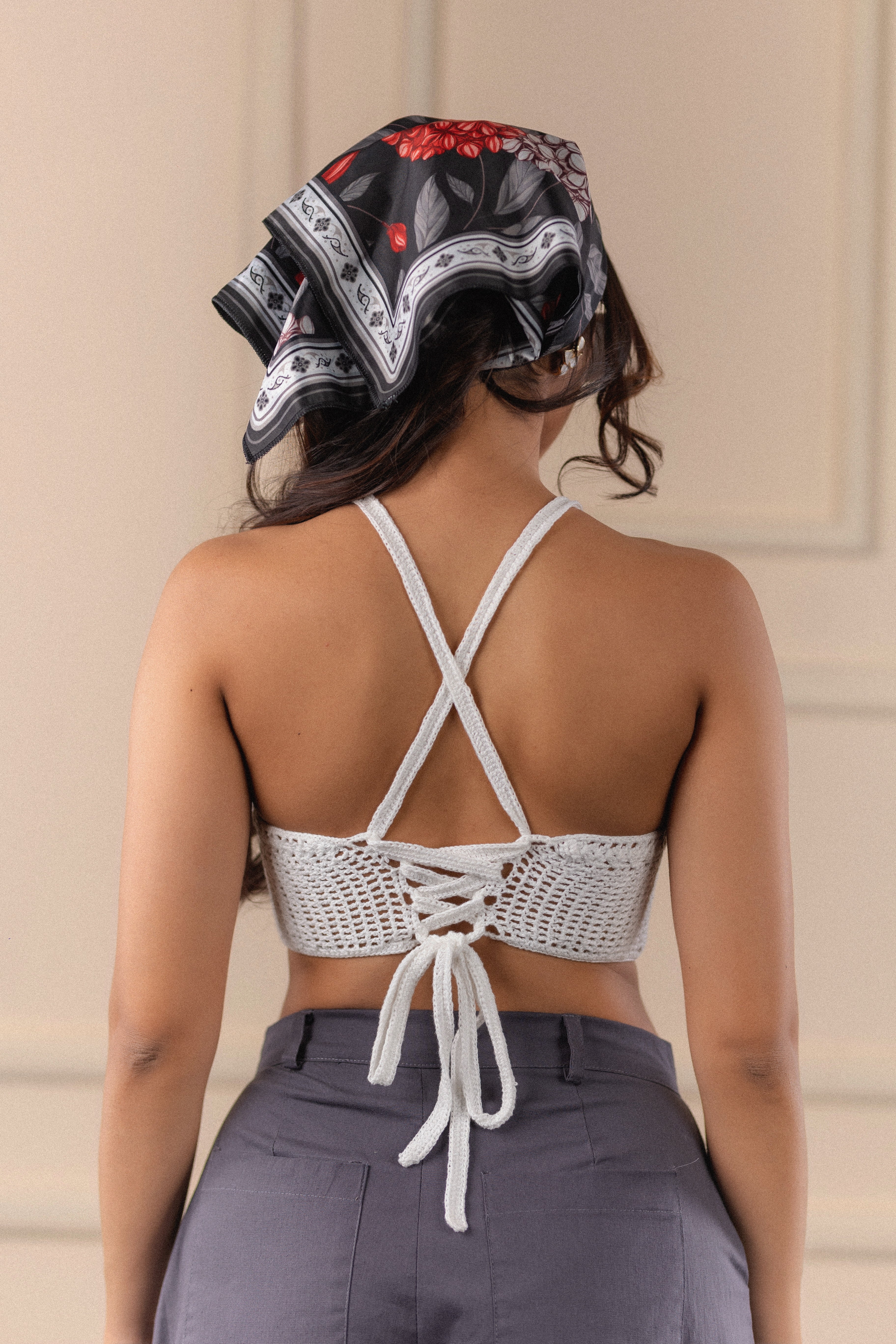 Handcrafted White Crochet Halter Top