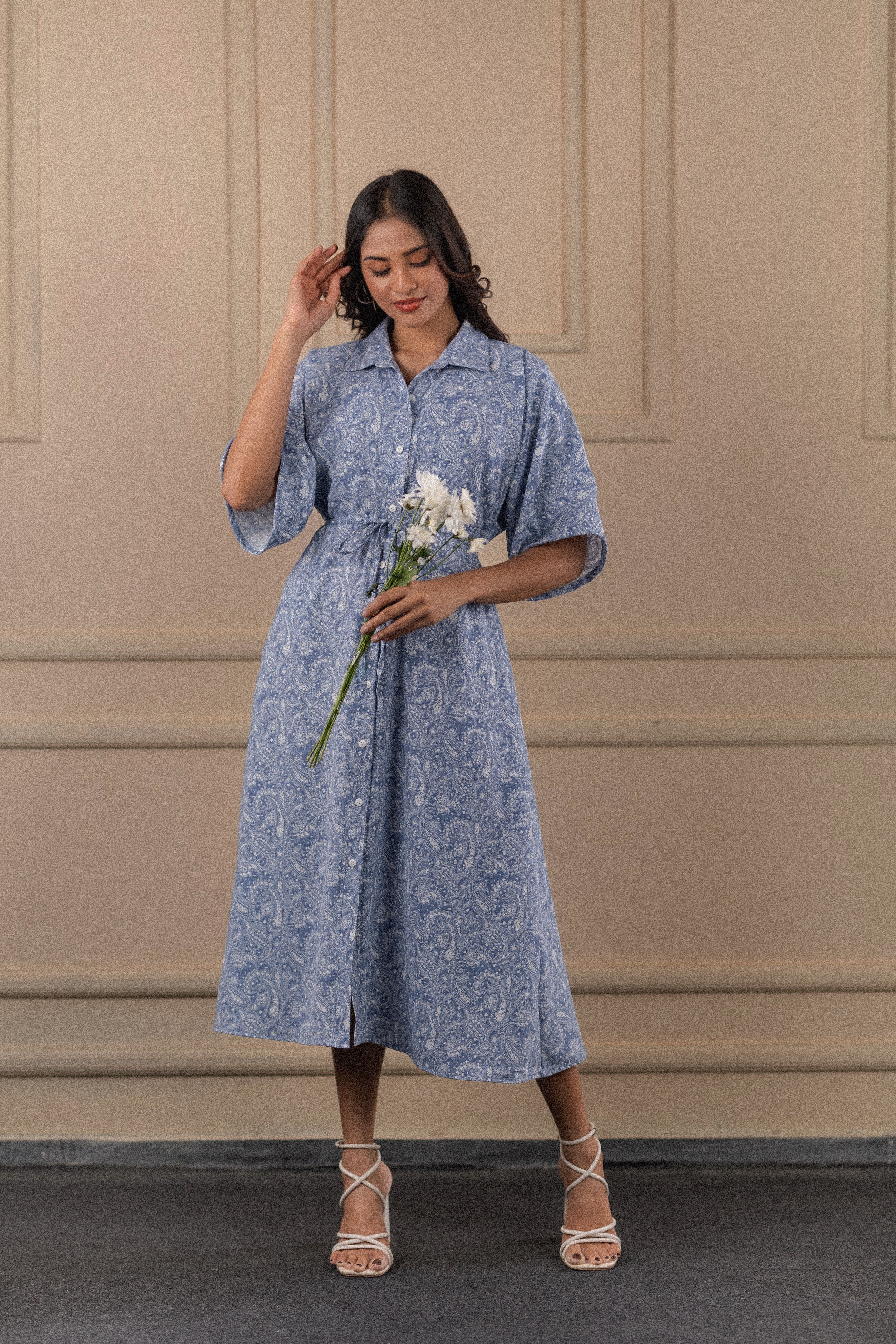 Printed Belted Tunic Dress