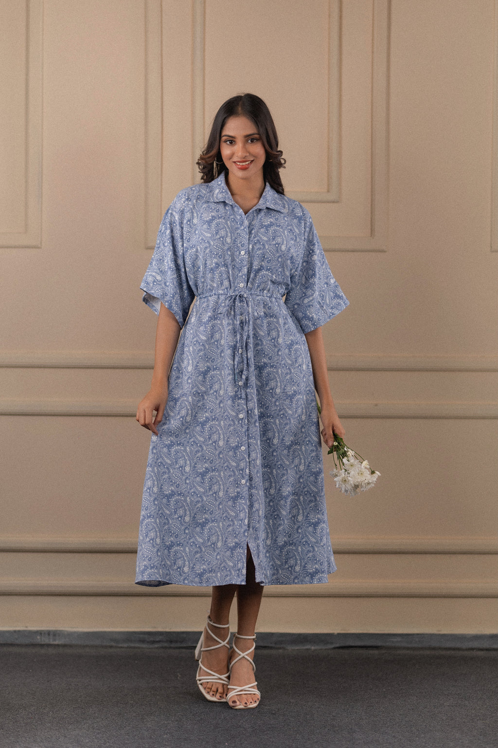 Printed Belted Tunic Dress