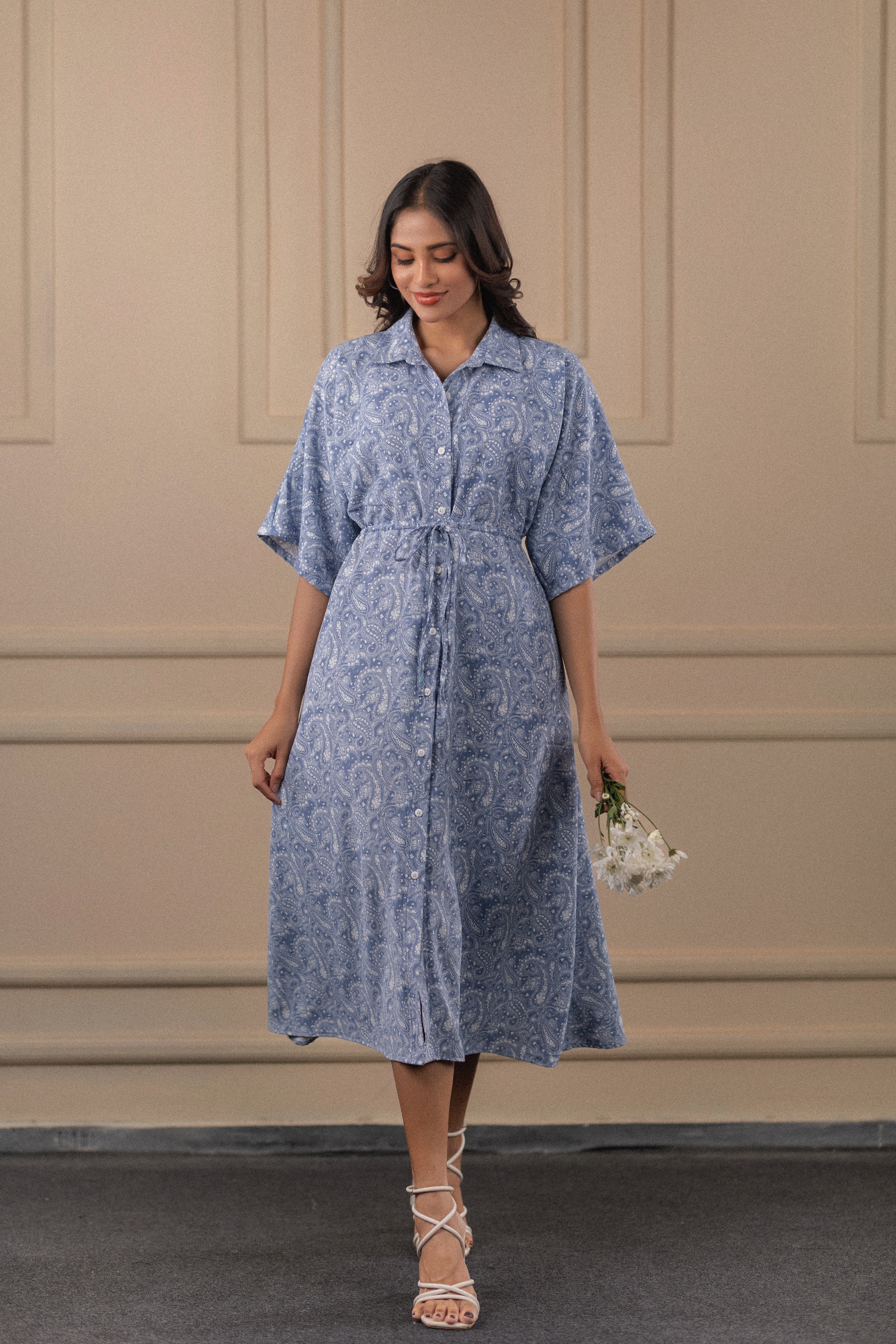 Printed Belted Tunic Dress
