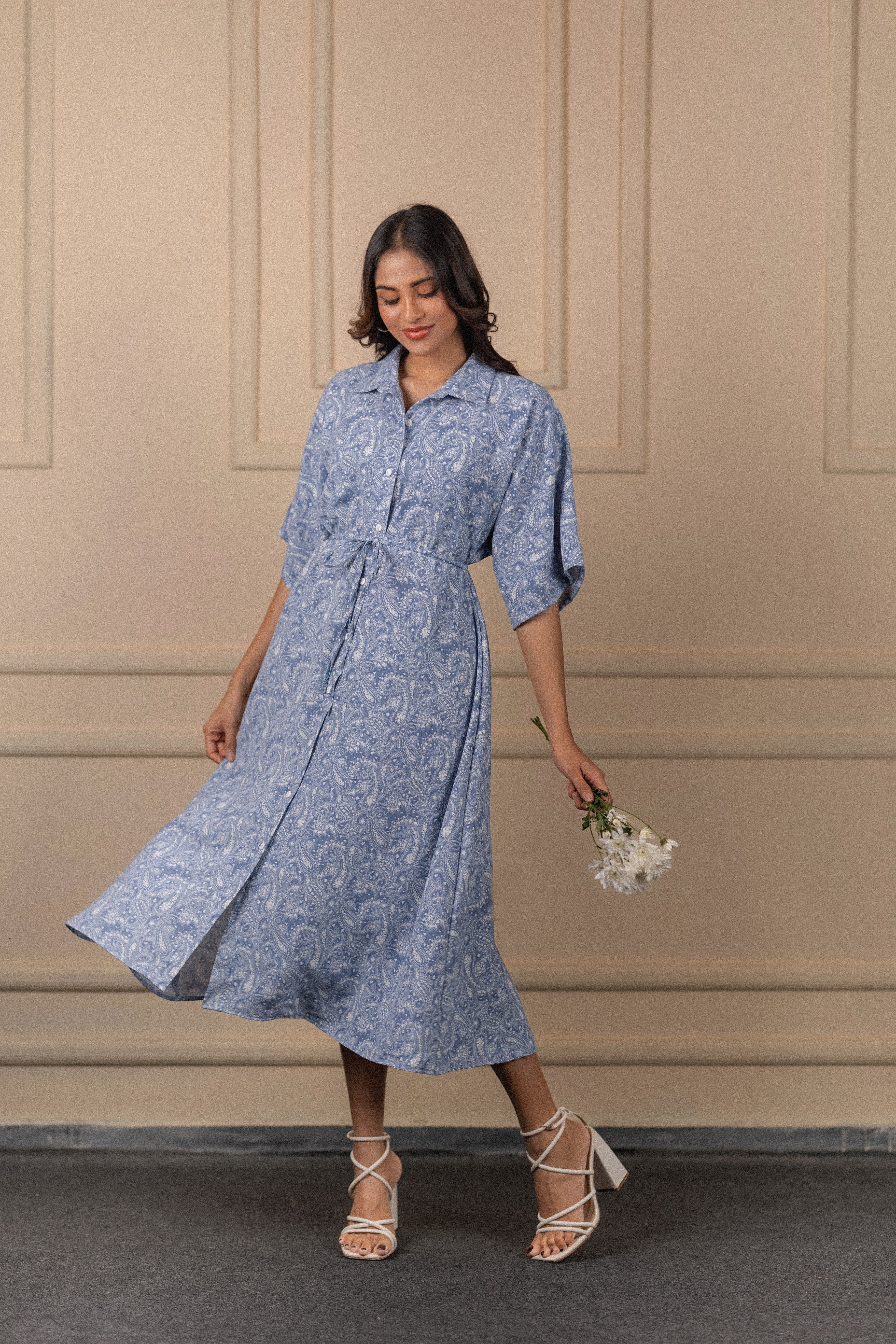 Printed Belted Tunic Dress