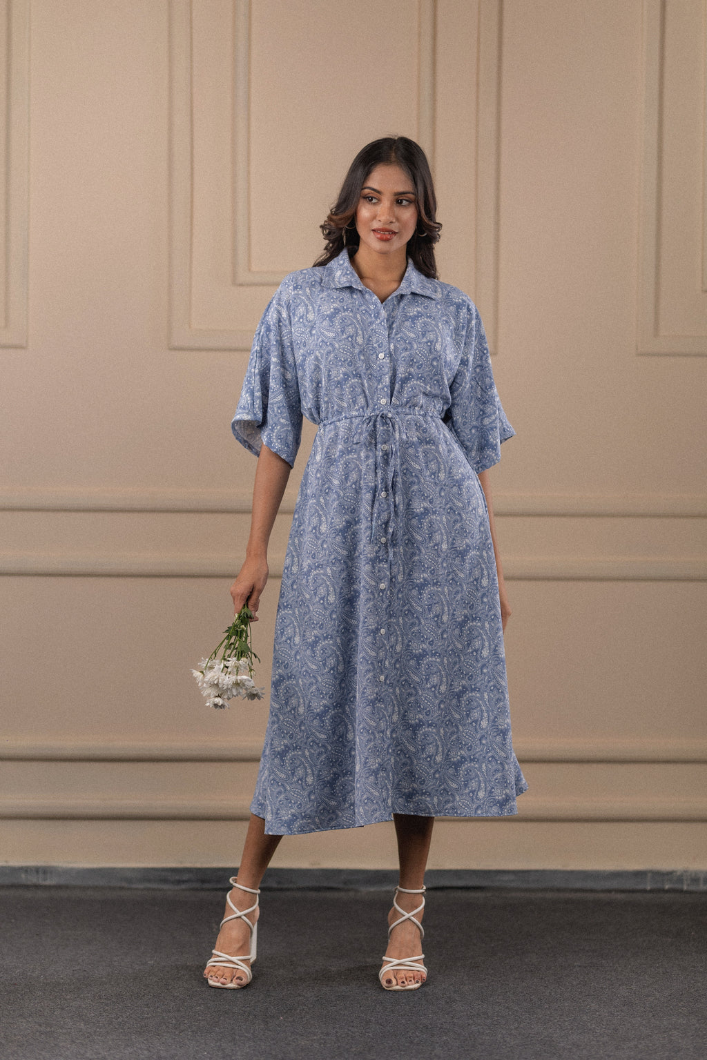 Printed Belted Tunic Dress