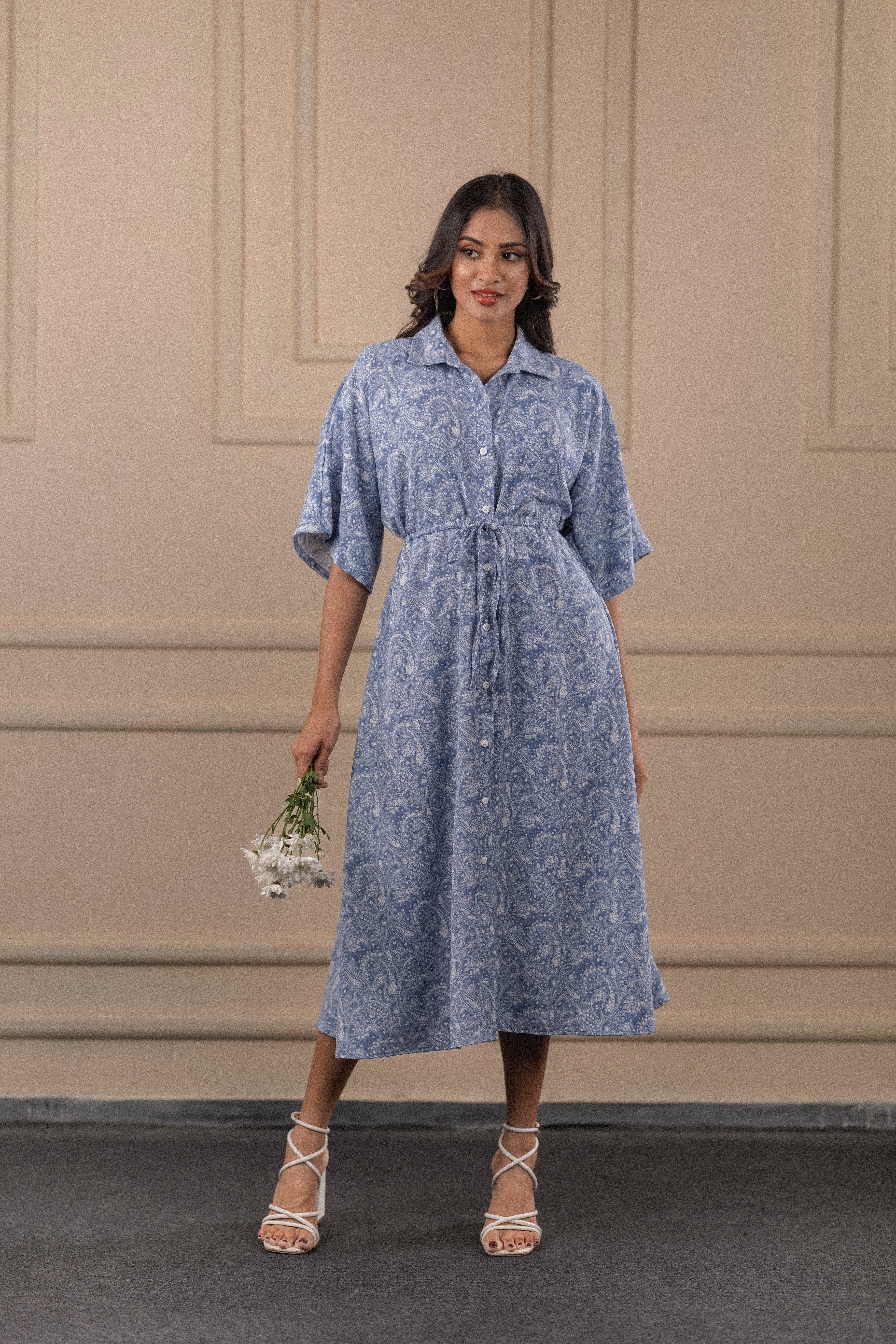 Printed Belted Tunic Dress