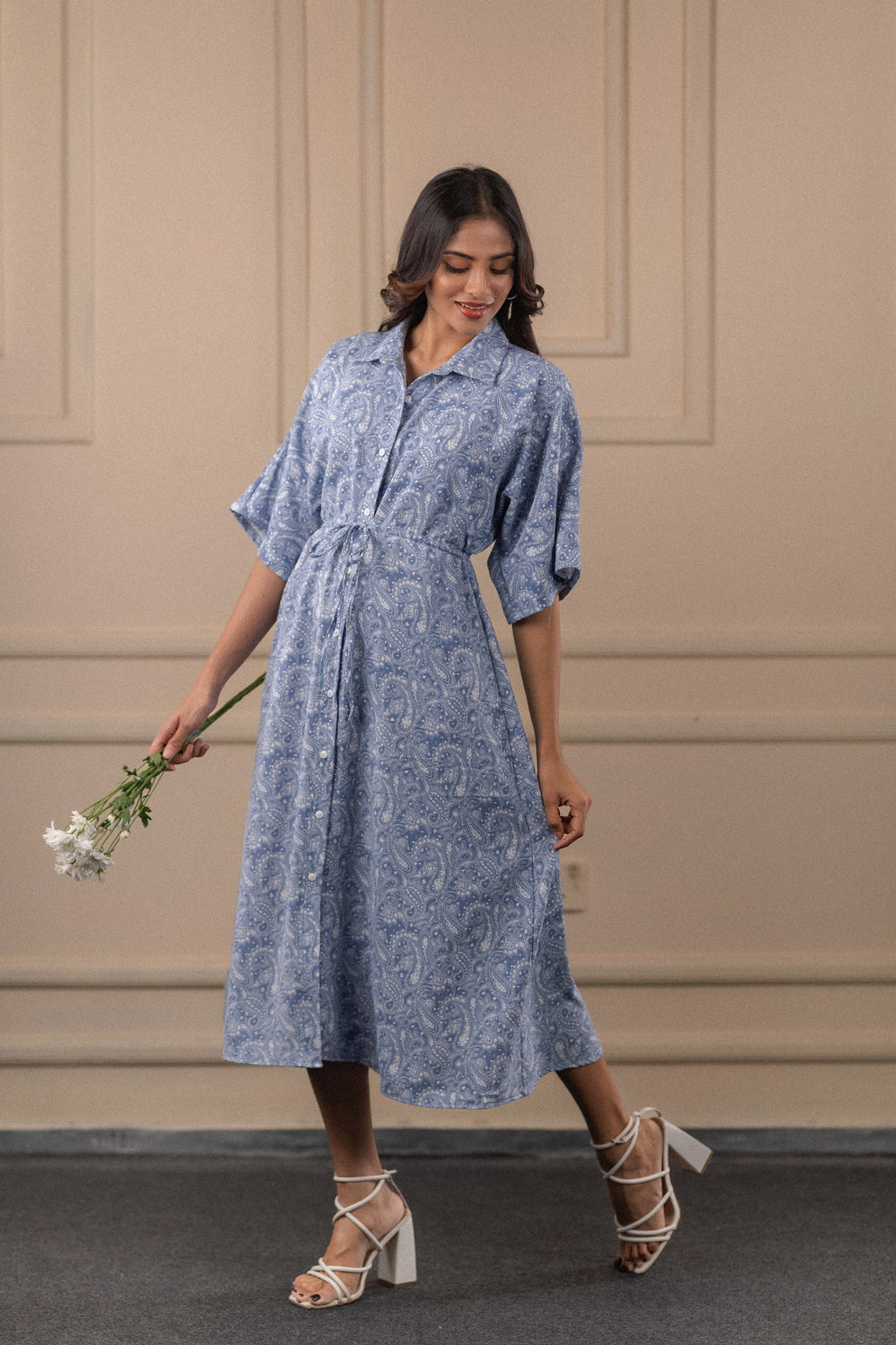 Printed Belted Tunic Dress