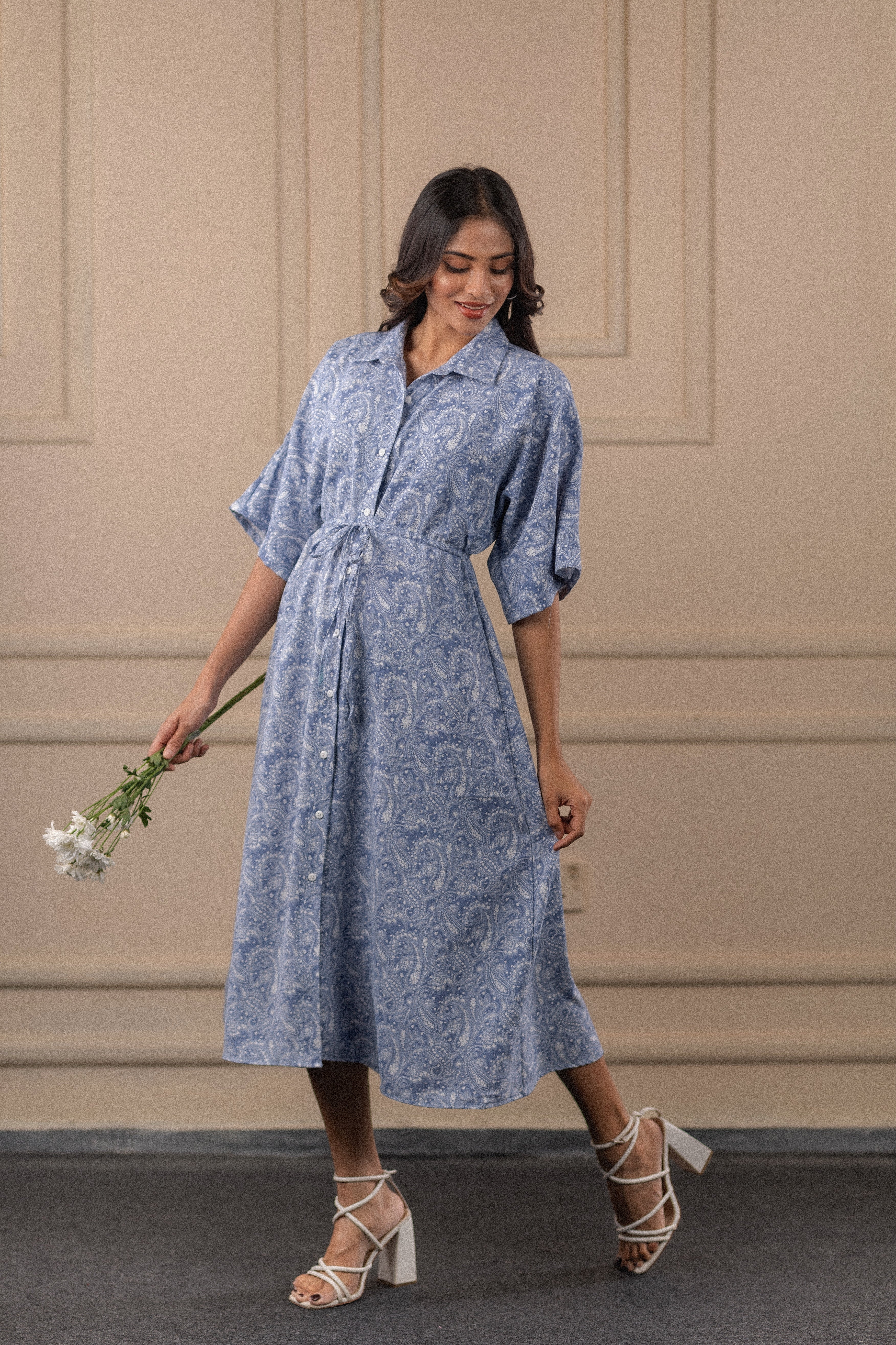 Printed Belted Tunic Dress